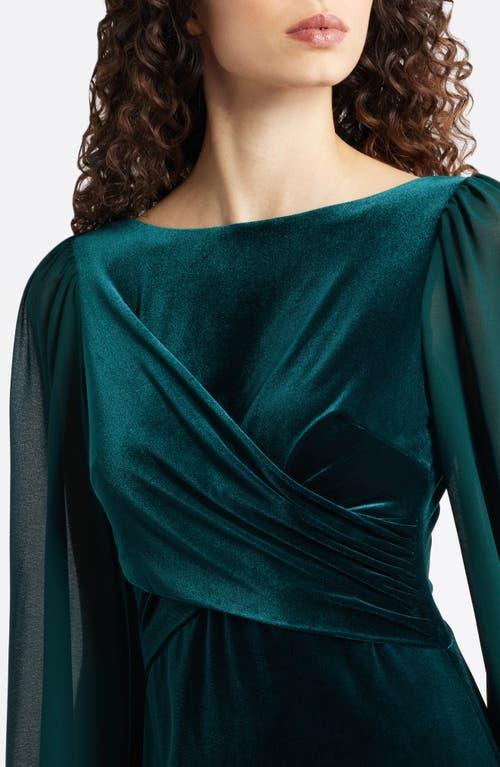 bloomingdales long sleeve dark green velvet dress Green Velvet Dresses