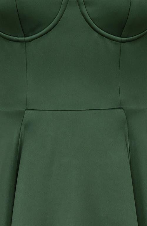 House Of Cb Mademoiselle Bustier Stretch Satin Midi Dress in Green | Lyst