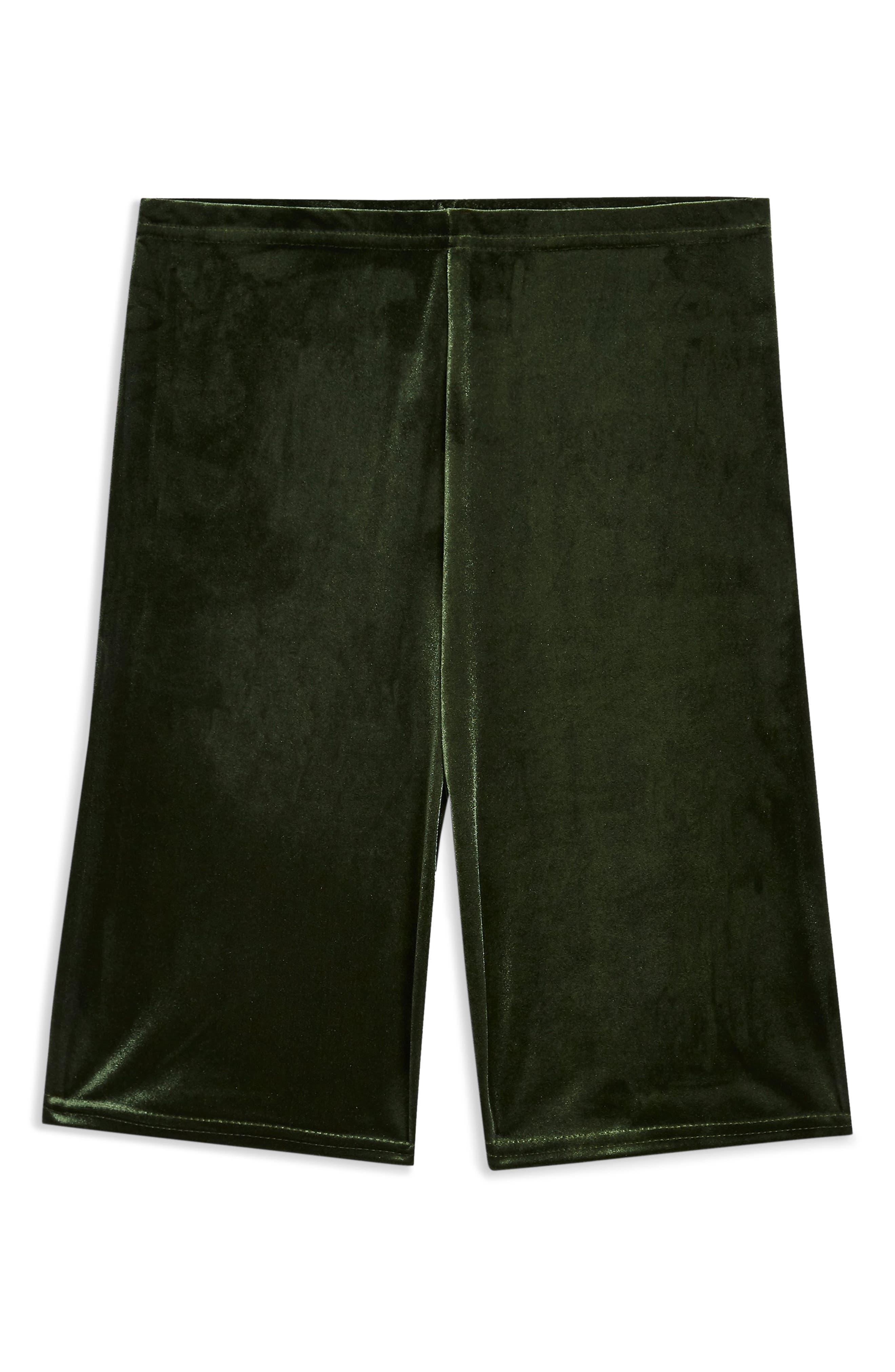 TOPSHOP Velvet Cycling Shorts in Green