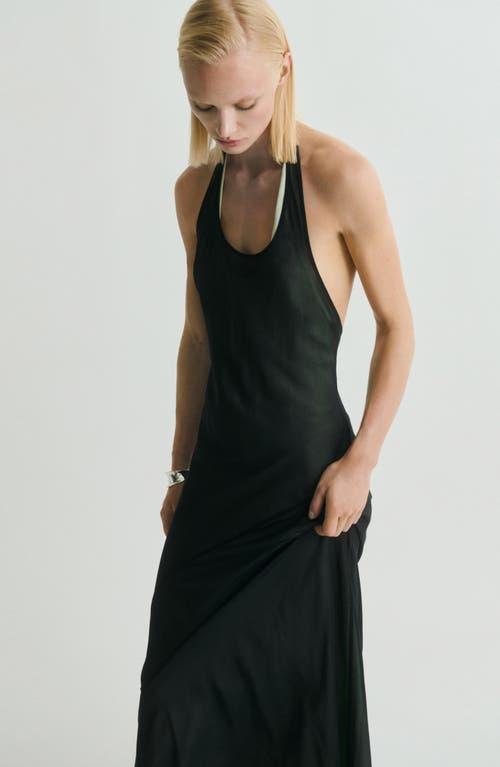 Mango Sheer Layered Halter Dress in Black | Lyst