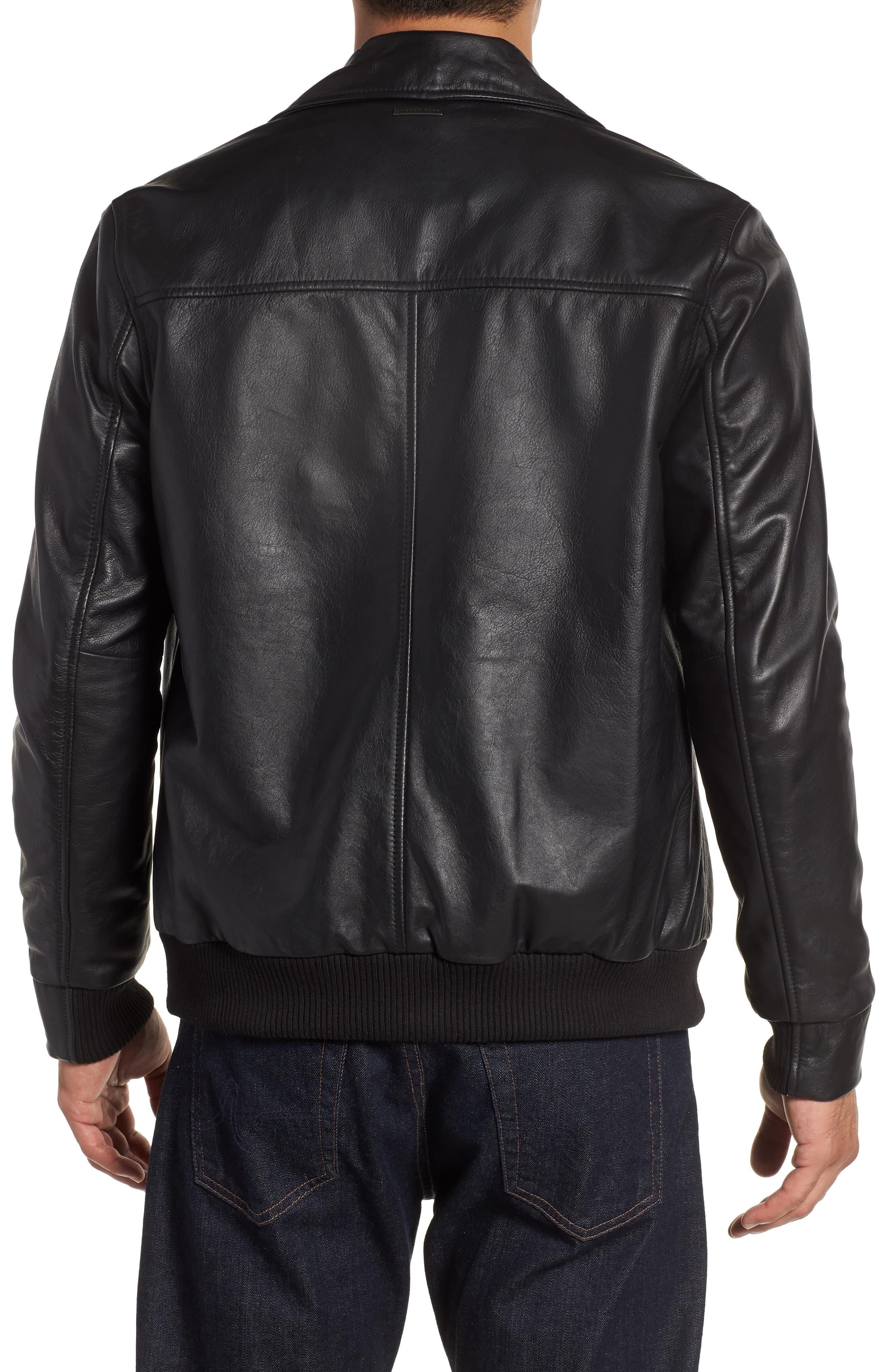 Andrew Marc Vaughn Shirt Collar Leather Bomber Jacket in Black for Men ...