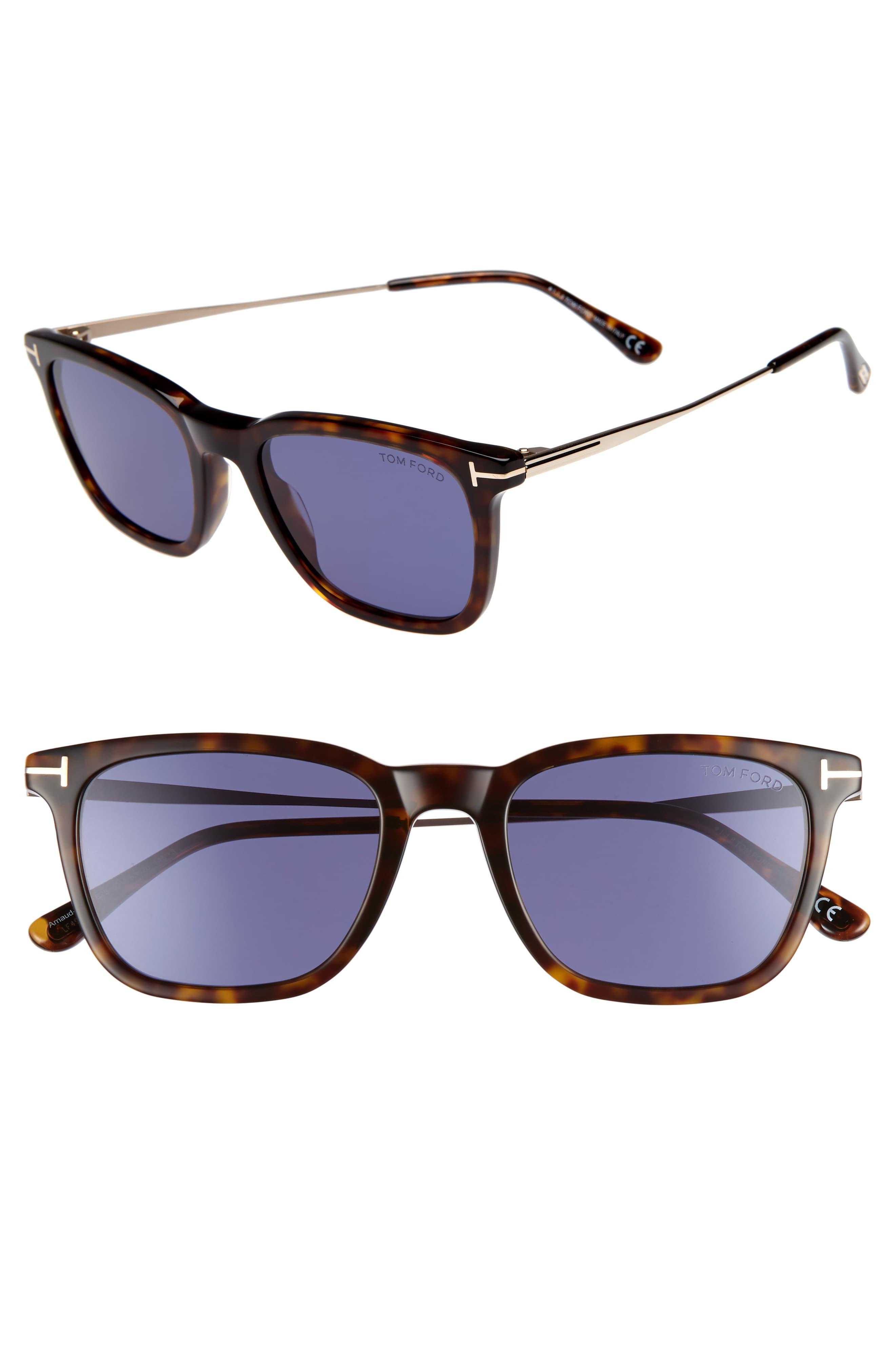 Tom Ford 53mm Rectangle Sunglasses Dark Havana Blue Lyst