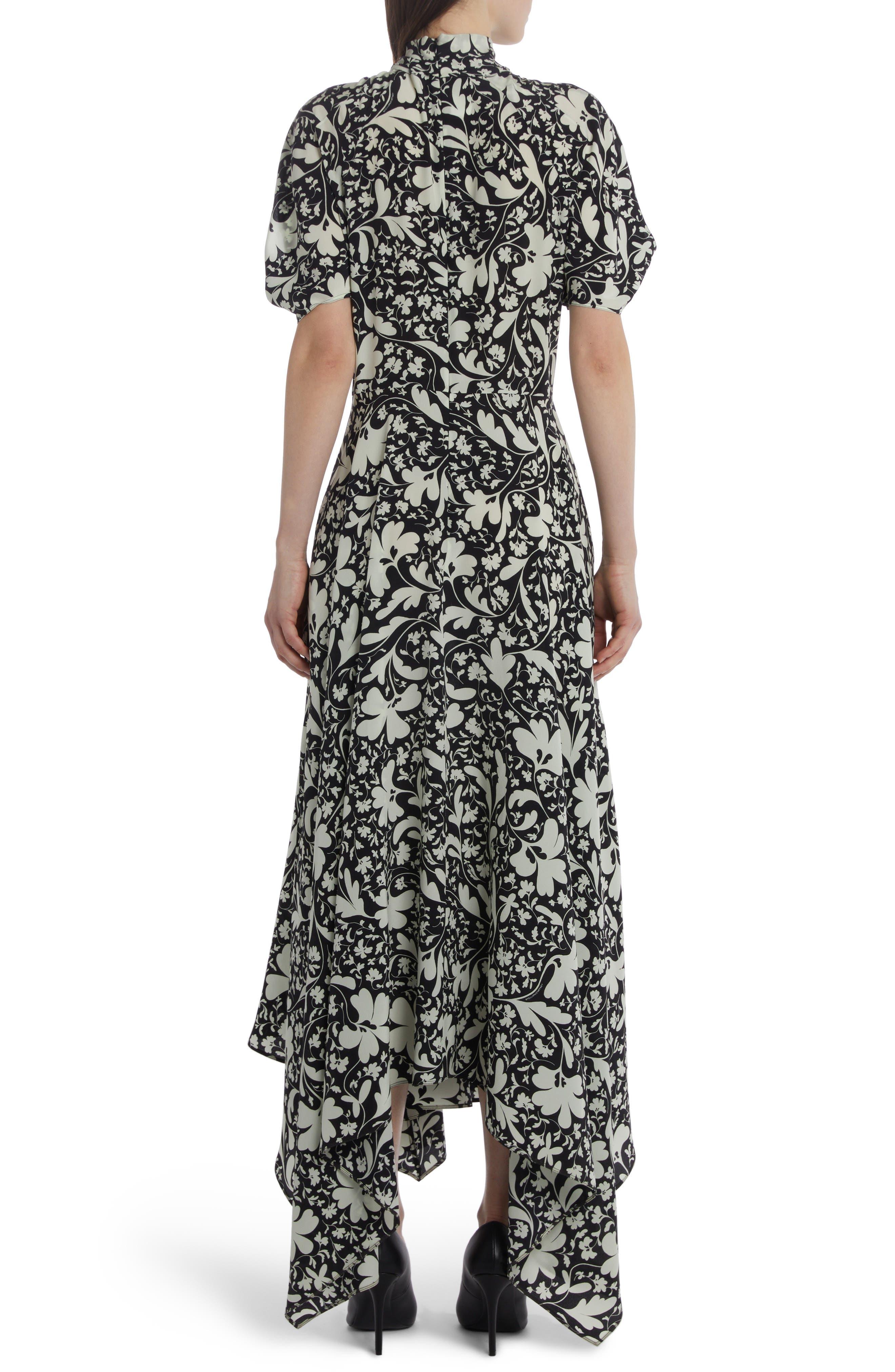 Stella McCartney Floral Print Puff Sleeve Silk Dress | Lyst