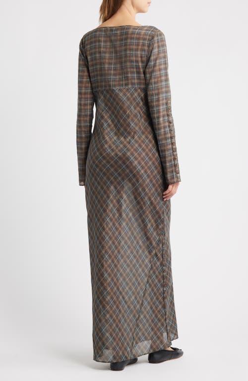 Damson Madder Marissa Sheer Plaid Maxi Dress in Brown | Lyst Damson Madder Marissa Sheer Plaid Maxi Dress in Brown | Lyst