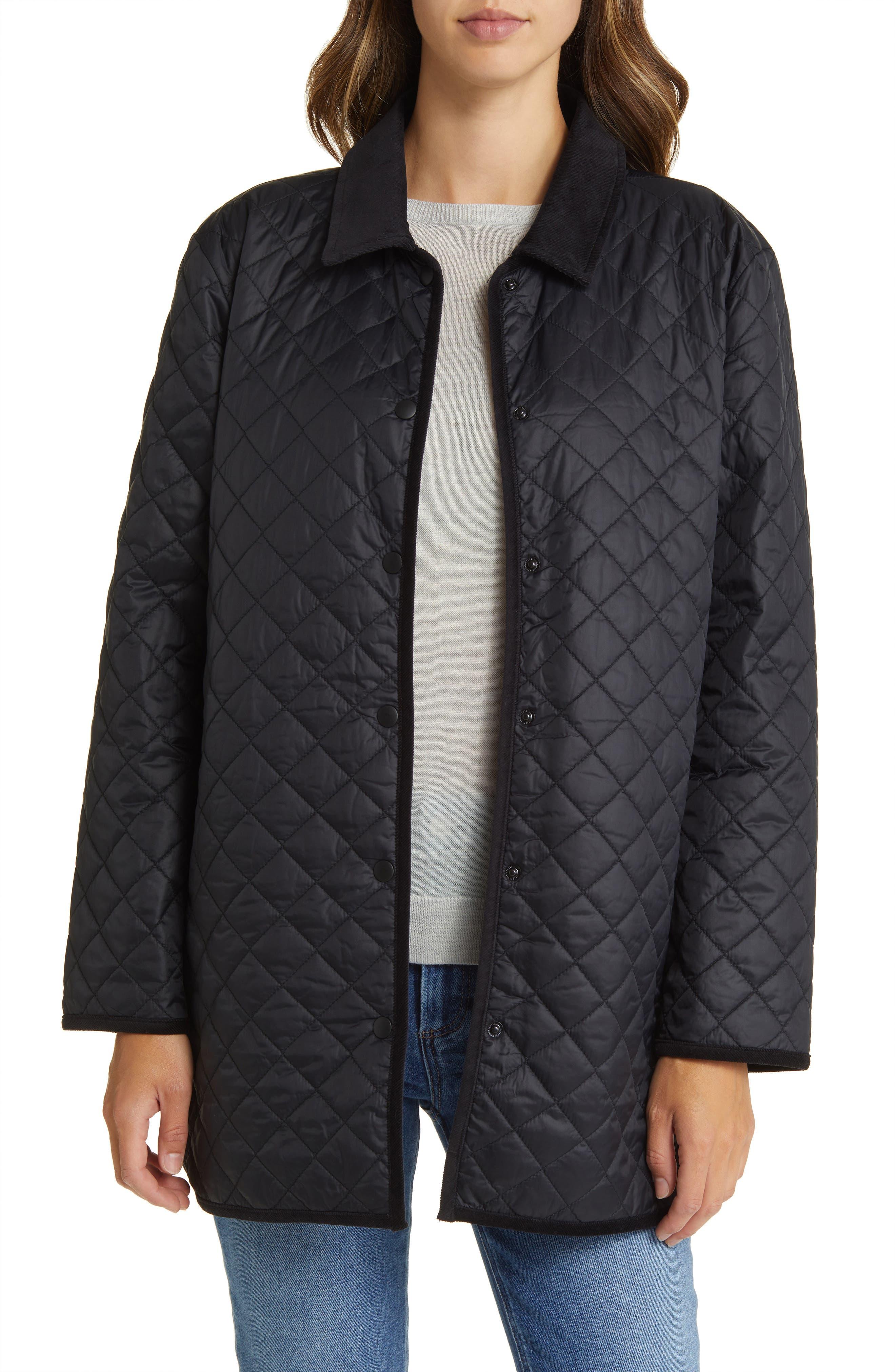 Eileen Fisher Quilted Recycled Nylon Jacket in Black | Lyst