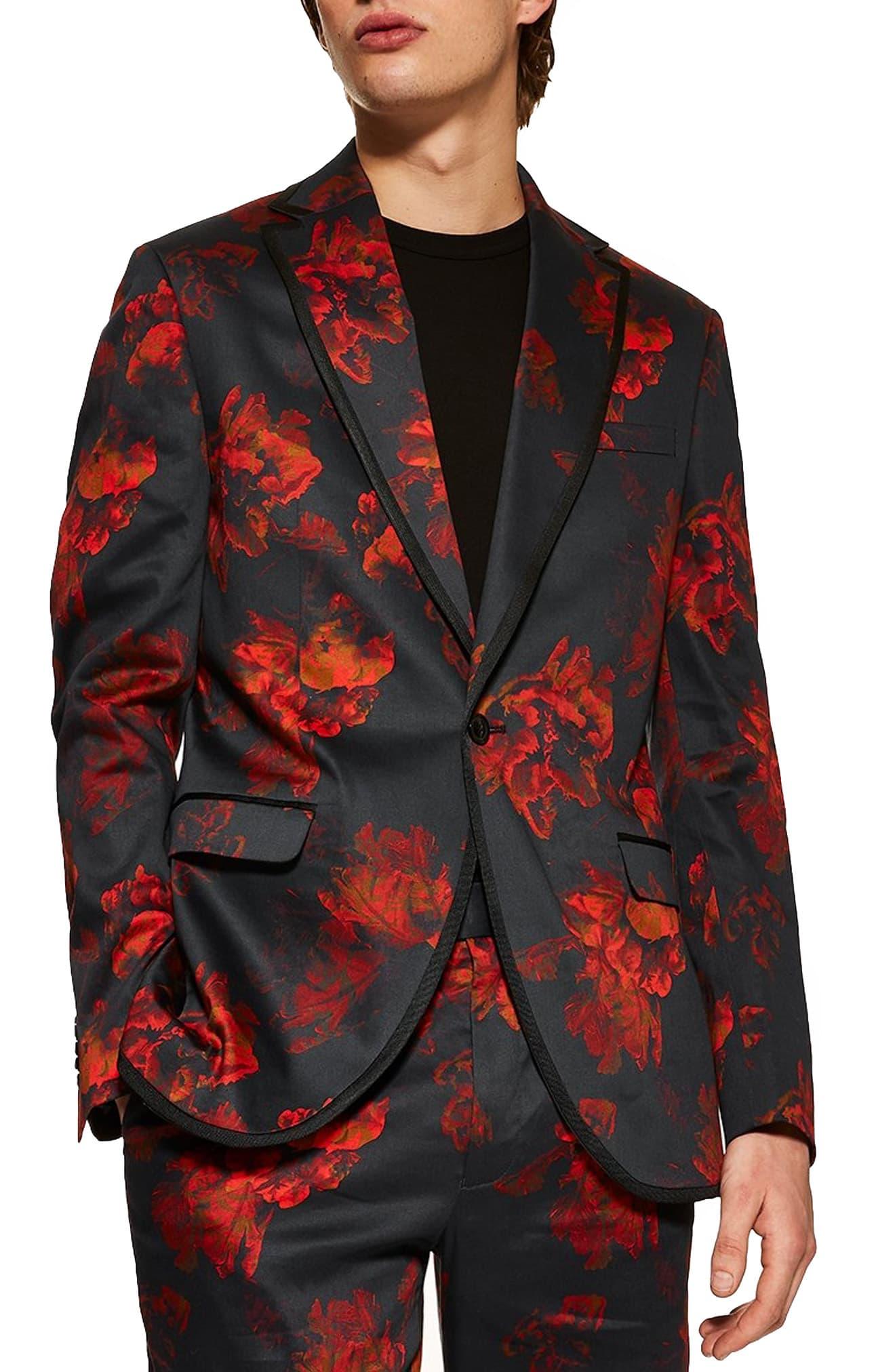 TOPMAN Slim Fit Floral Suit Jacket for Men - Lyst