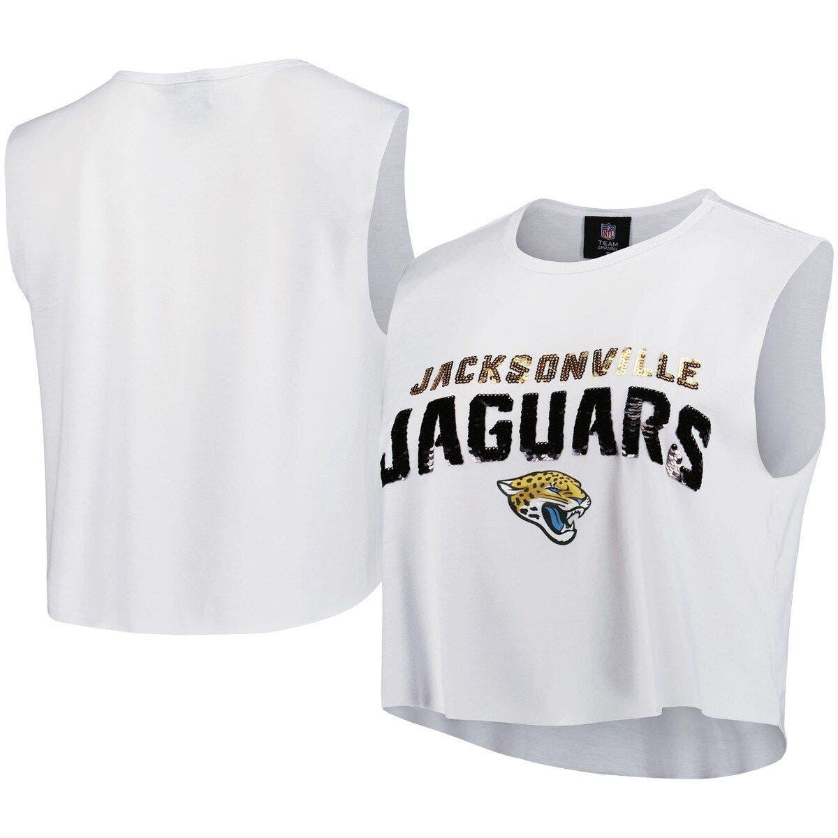 Cuce Jacksonville Jaguars Sequin Tri-blend Cropped Tank Top At Nordstrom in  White