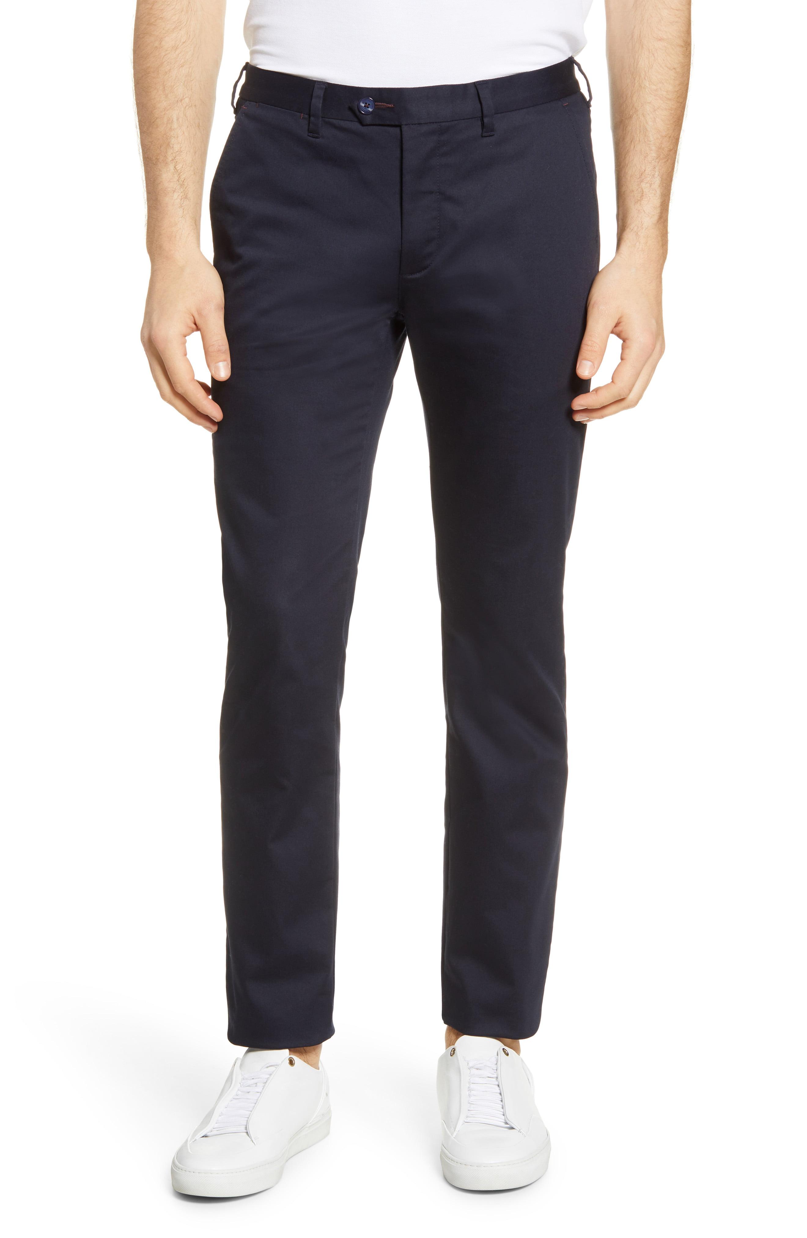 Ted Baker Slim Fit Smart Satin Chino Pants in Navy (Blue) for Men - Lyst
