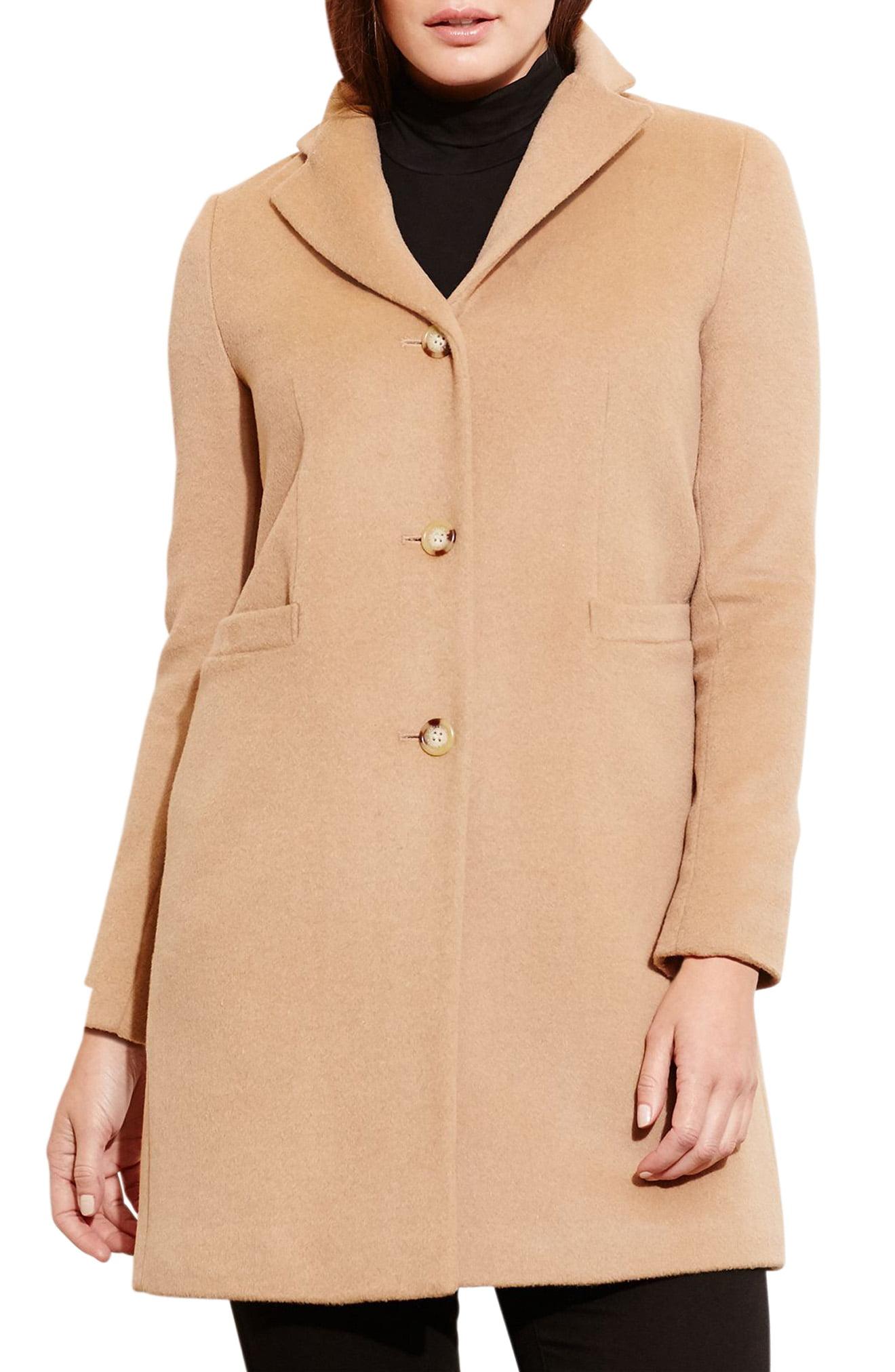 Lauren By Ralph Lauren Wool Blend Reefer Coat Regular Petite In Camel Natural Lyst