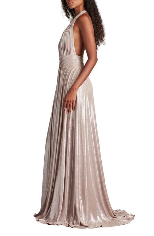 Tadashi Shoji Metallic Plunge Halter Gown | Lyst Tadashi Shoji Metallic Plunge Halter Gown | Lyst