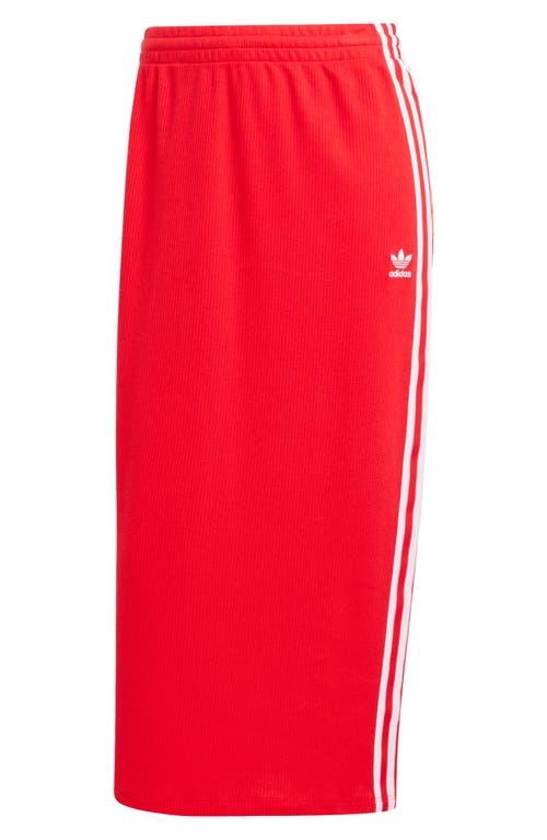 adidas Originals Adicolor 3-Stripes Knit Midi Skirt in Red