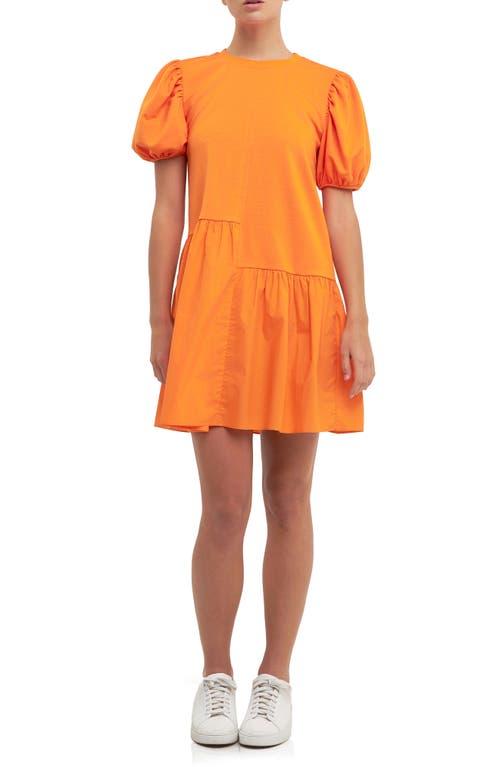 english factory orange dress English Factory Size Medium Orange & White Cotton Short Puff Sleeve Ti   Labels Resale Boutique
