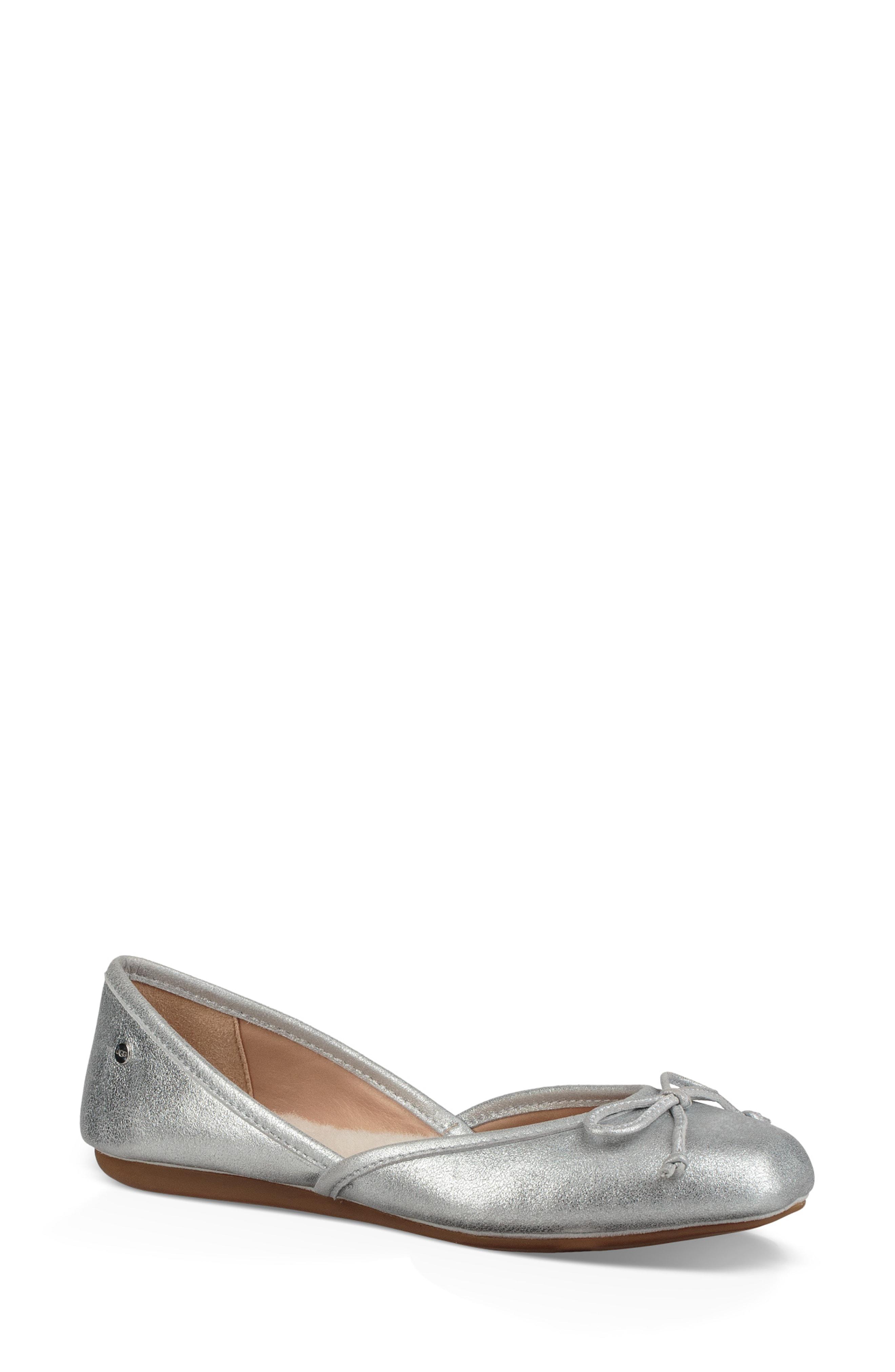 UGG Leather Ugg Lena Flat in Silver 