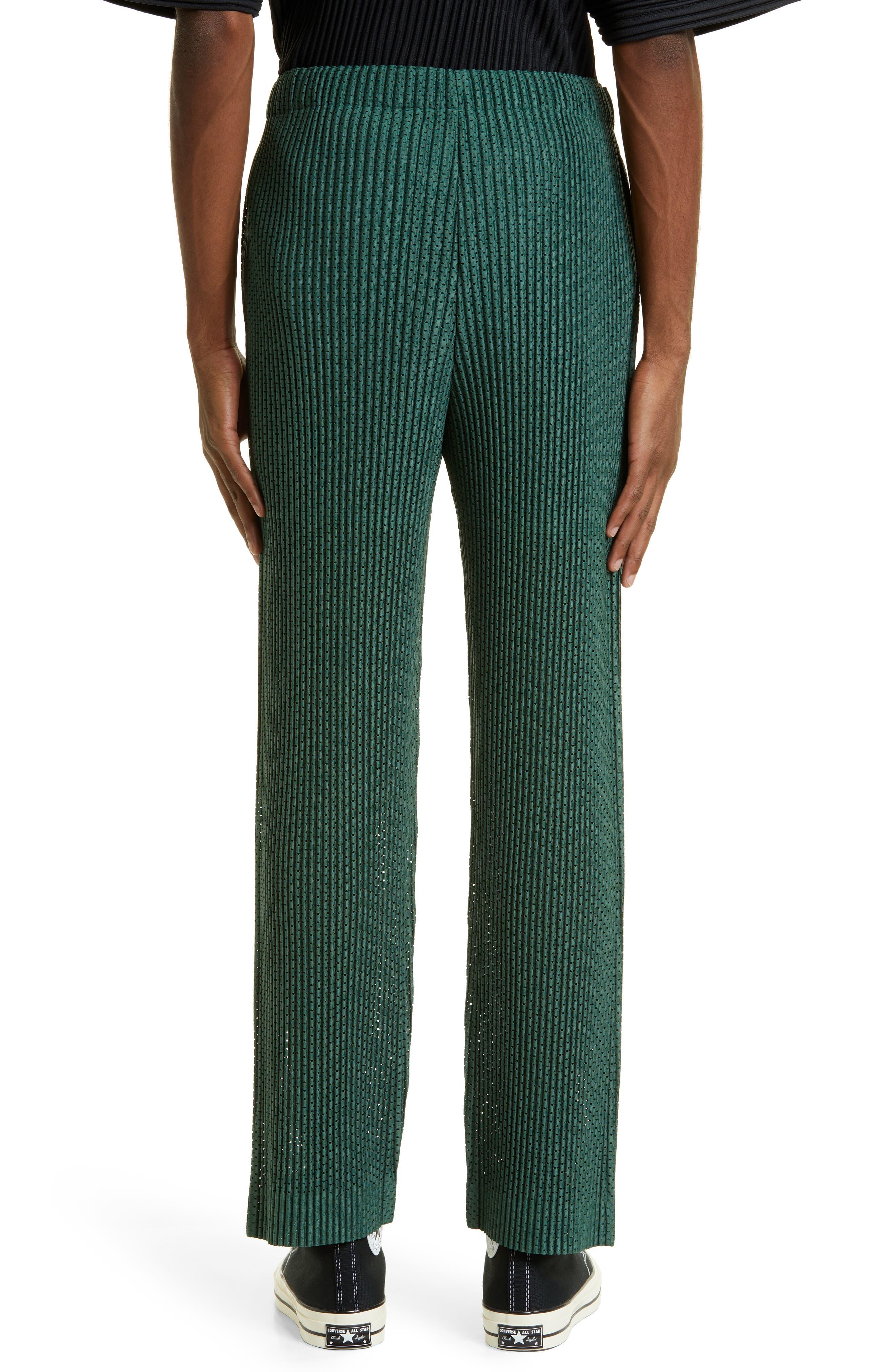 Homme Plissé Issey Miyake Green Outer Pleated Mesh Pants for men