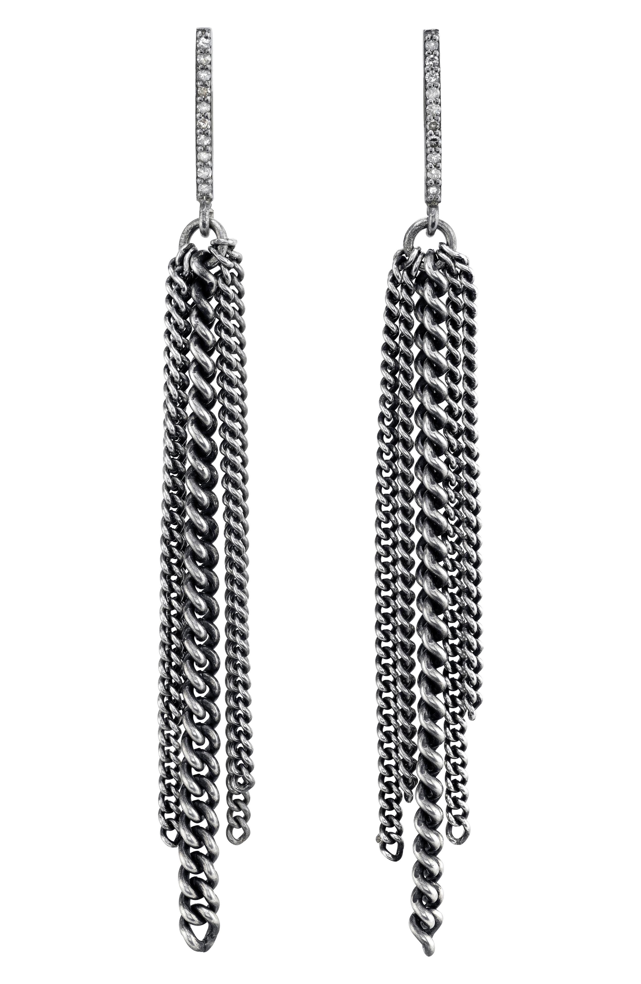 Lyst - Sheryl Lowe Bar Fringe Earrings With Pave Diamonds in Metallic