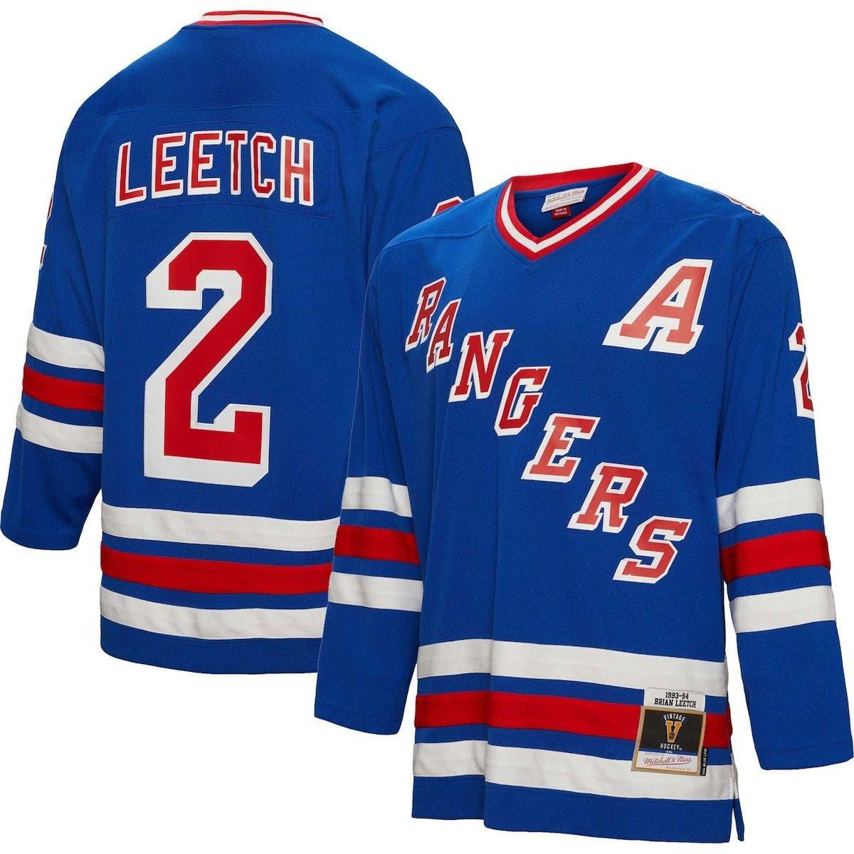 Mitchell & Ness Men's Brian Leetch White New York Rangers Name and Number  T-shirt