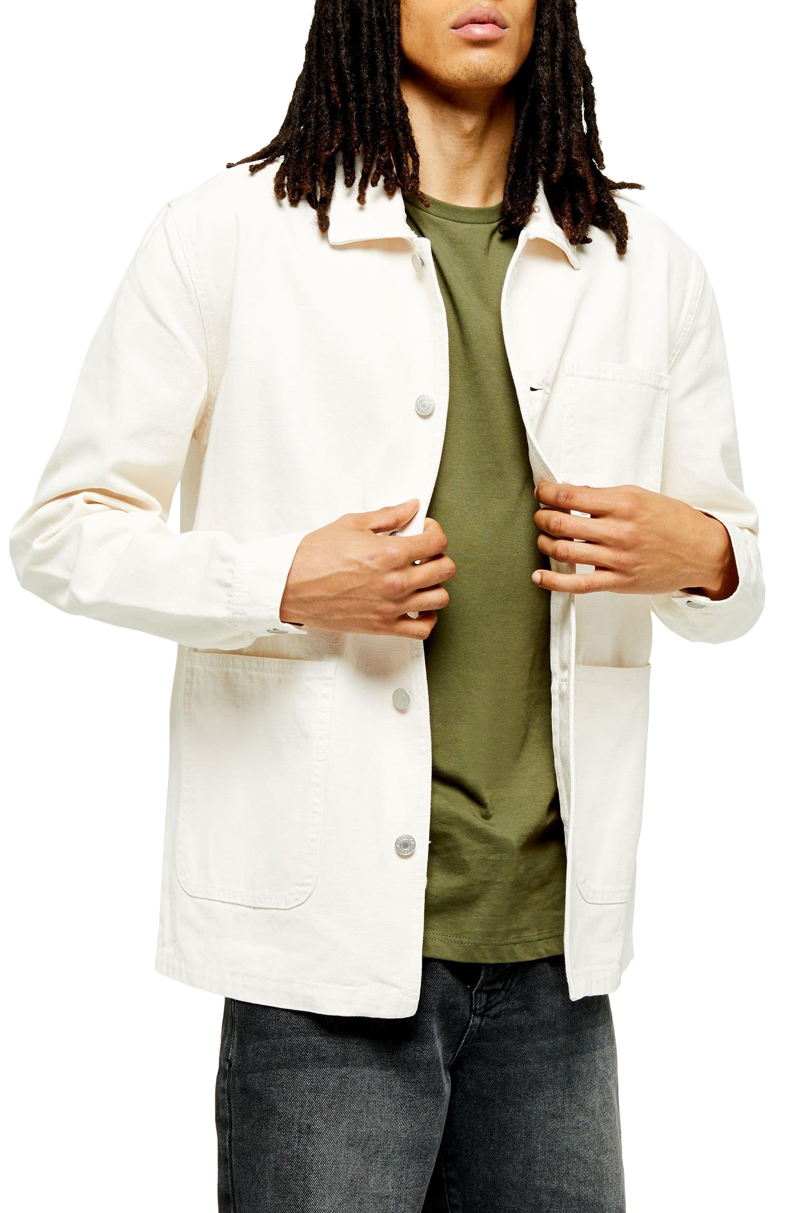 TOPMAN Cotton Twill Chore Jacket in White for Men Lyst