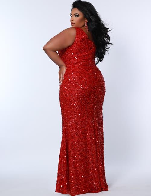 nordstrom red sequin dress Sequin Dress Nordstrom Red Evening Gowns Sydney's Closet One-Shoulder  Sequin Plus Size Evening Gown In Red