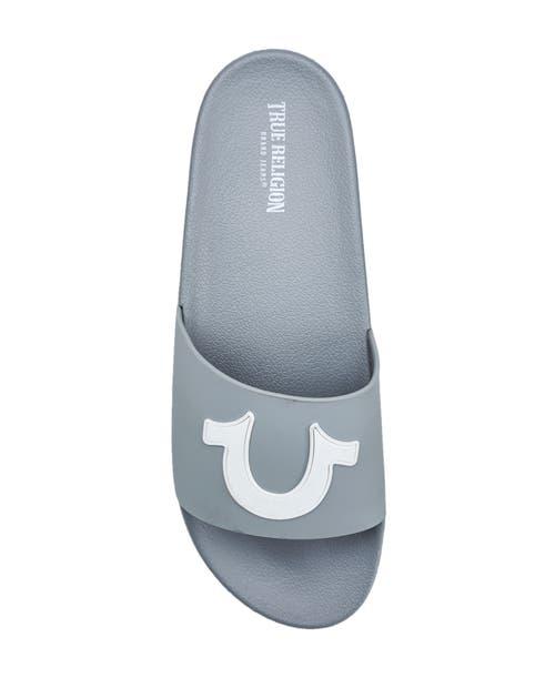 True Religion Kendrick Logo Slide Sandals- Light Grey True Religion Men main image 3