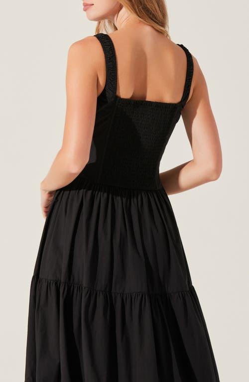 Astr Temperance Tiered Corset Midi Dress in Black | Lyst