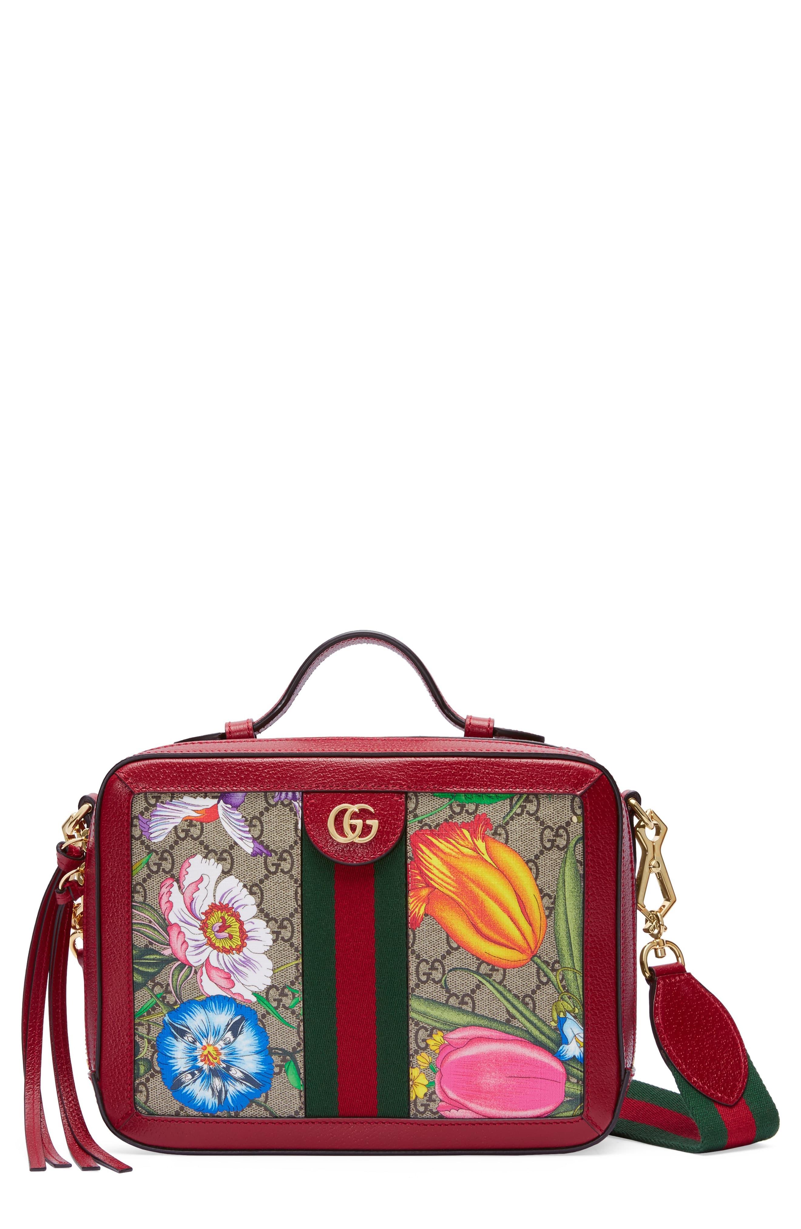 Gucci Multicolor GG Supreme Flora Canvas and Leather Small Ophidia