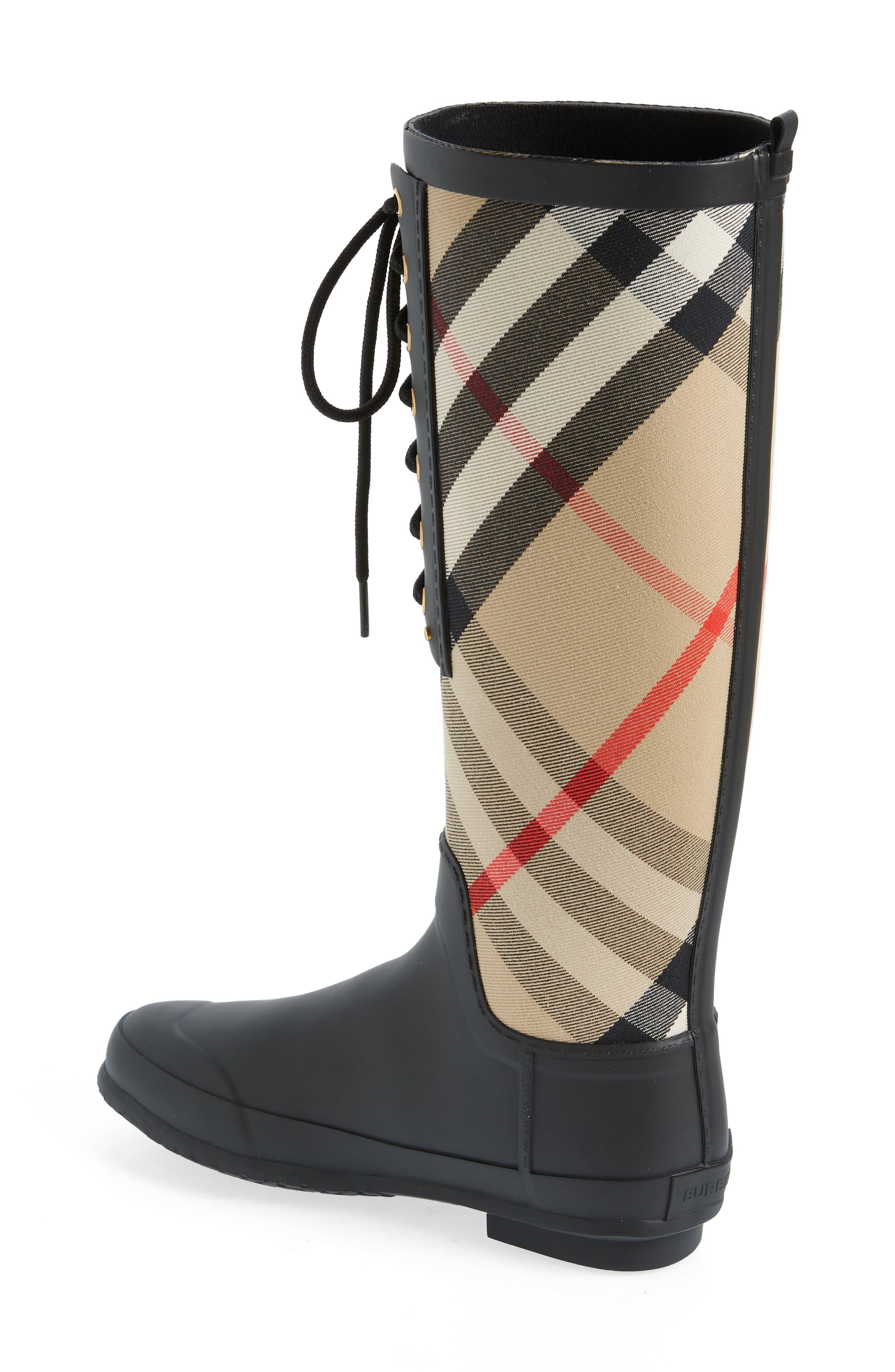 Burberry Simeon Check Waterproof Rain Boot in Black | Lyst