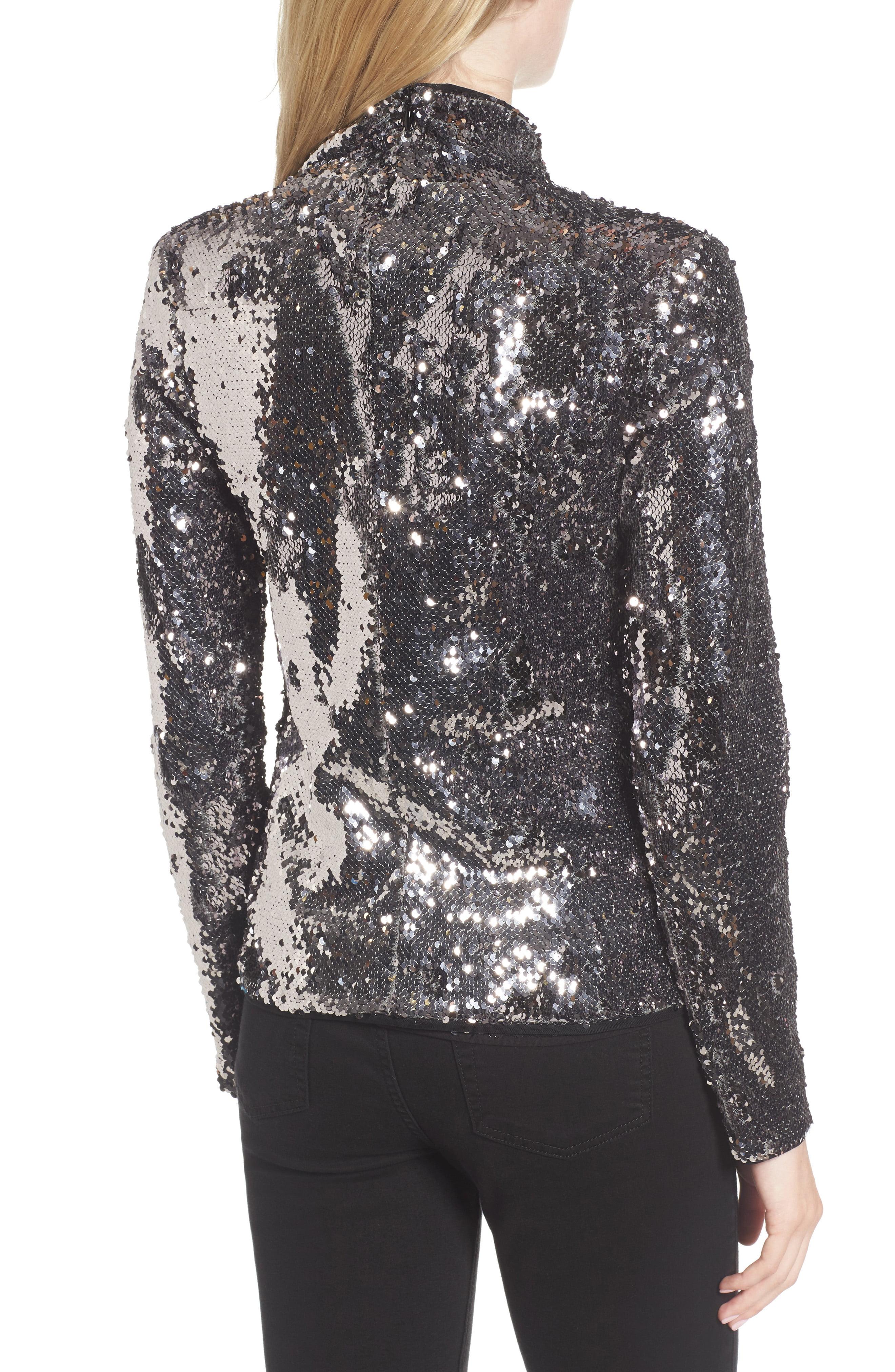 sequin mock neck top