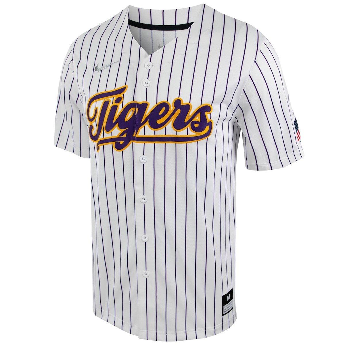 Nike /purple Lsu Tigers Pinstripe Replica Full-button Baseball