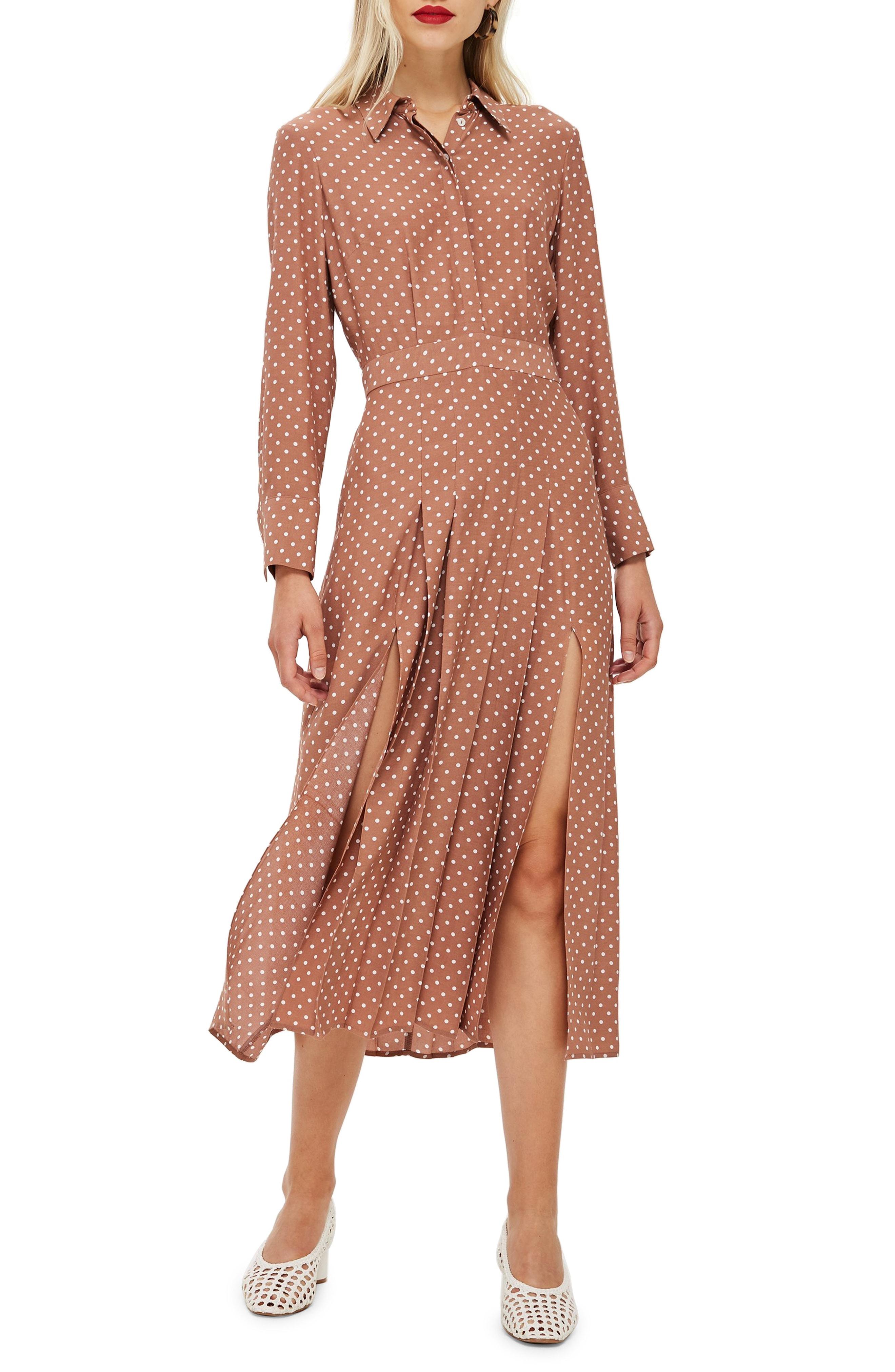 topshop spot pleat shirt dress