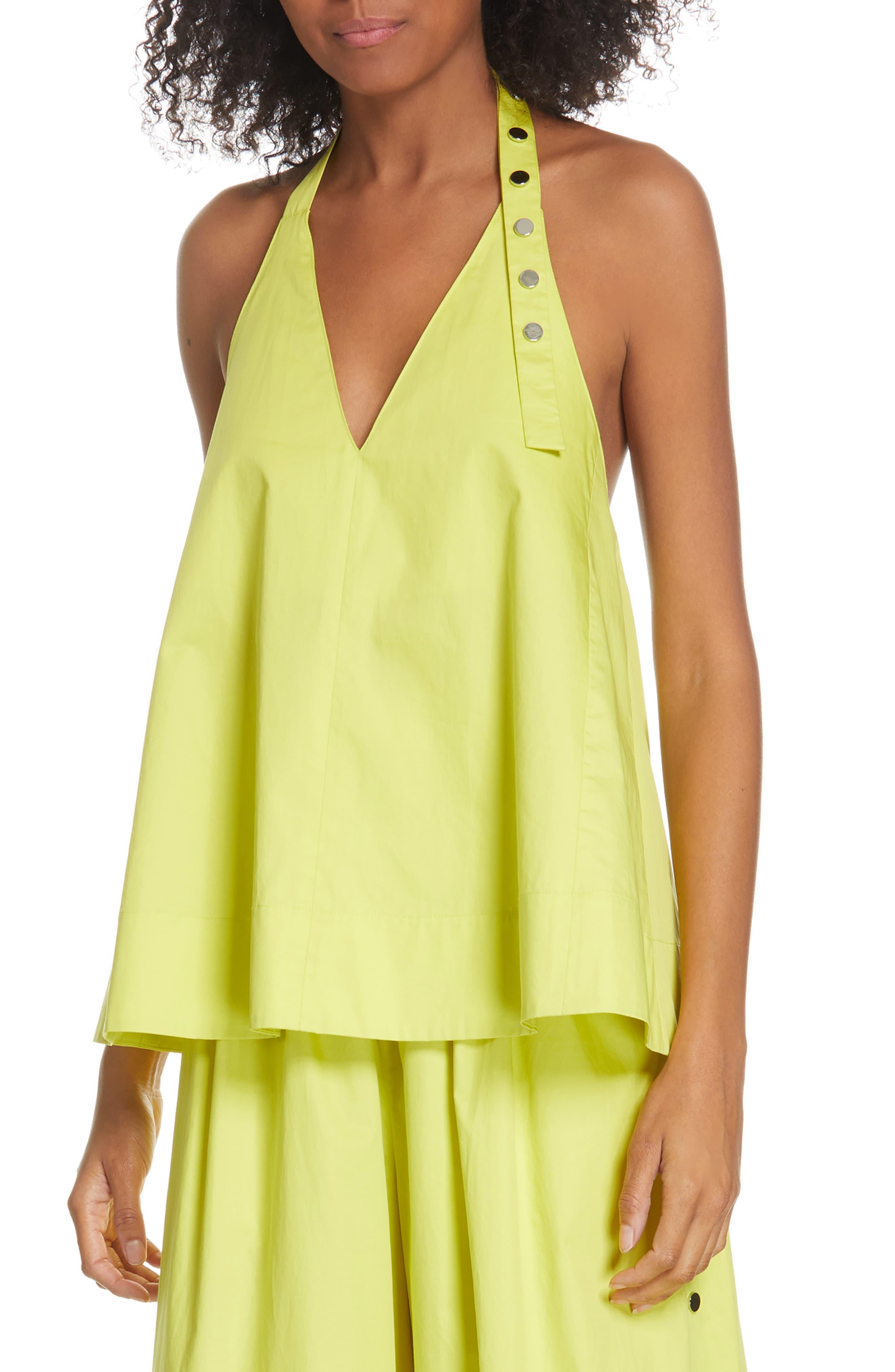 blue and yellow halter top