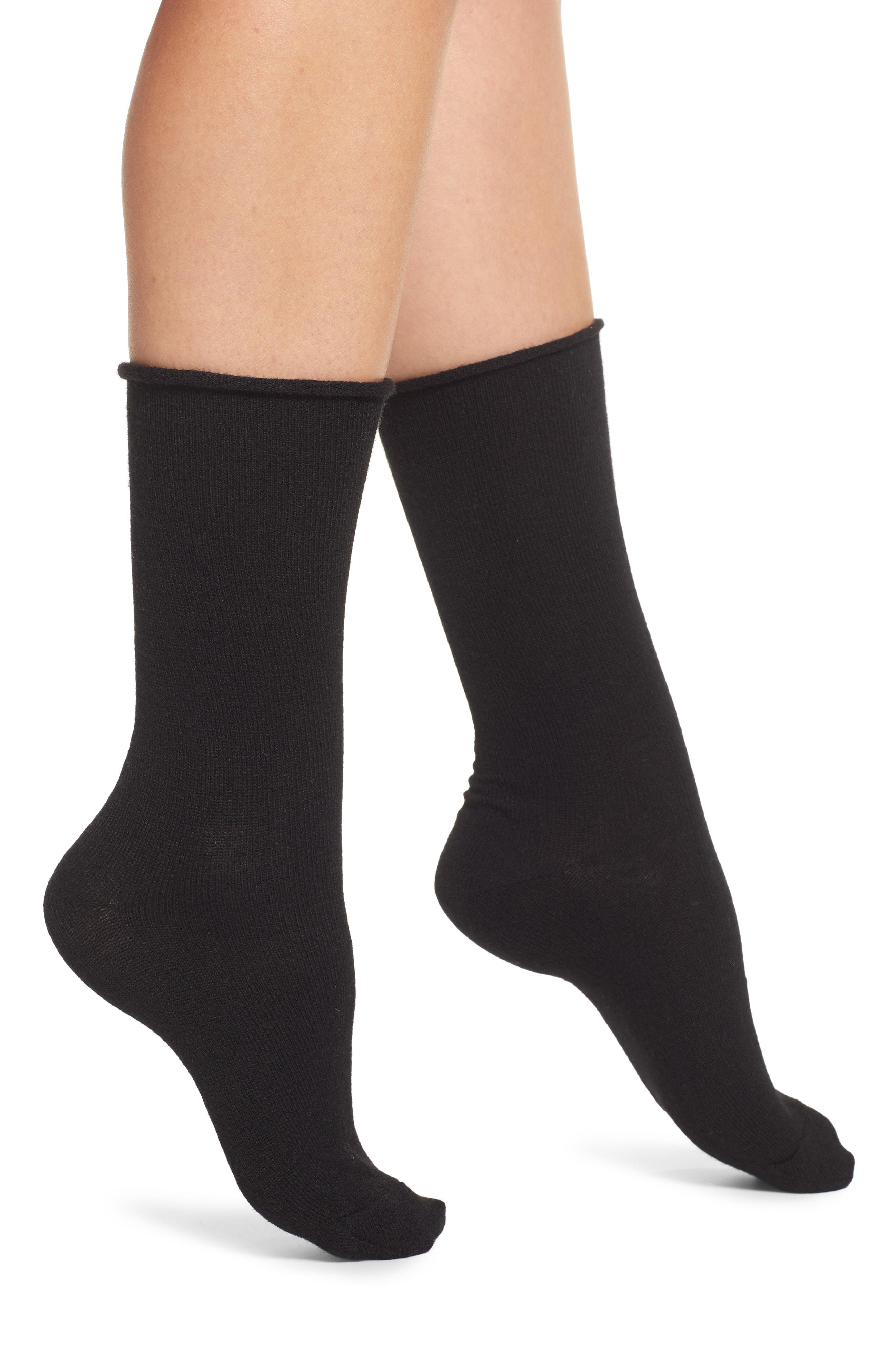 Nordstrom Merino Wool Blend Crew Socks in Black Lyst