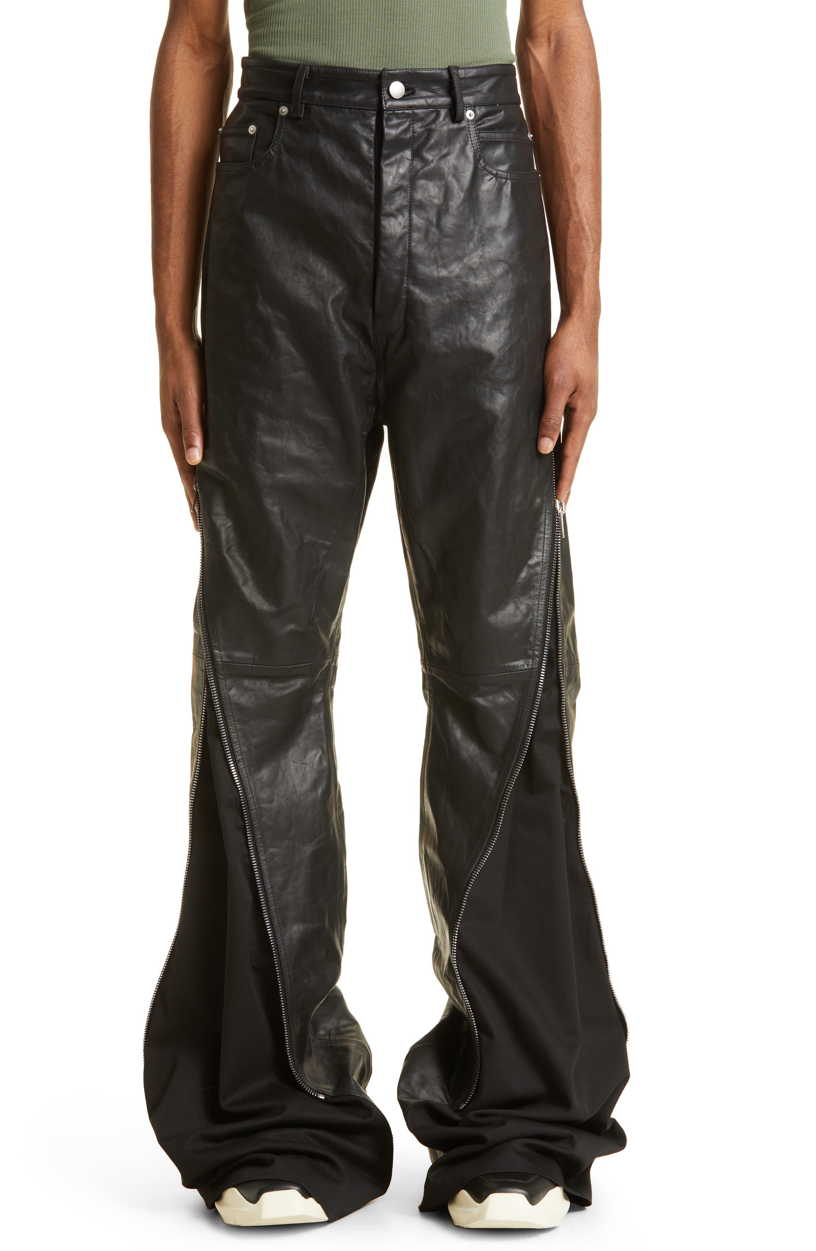 Rick Owens Bolan Banana Zip Calfskin Leather Pants in Black for Men | Lyst