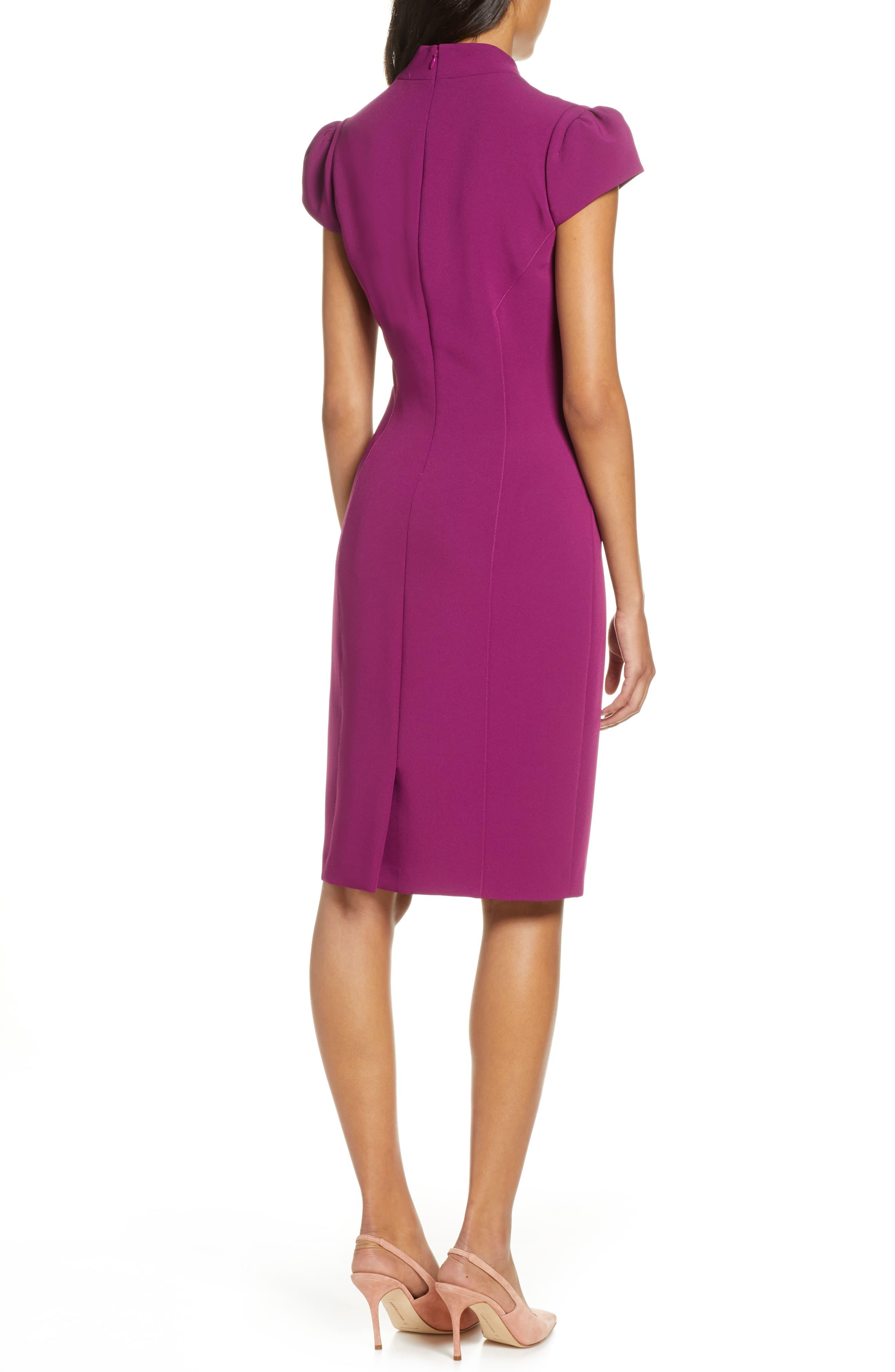 tahari cap sleeve crepe sheath dress