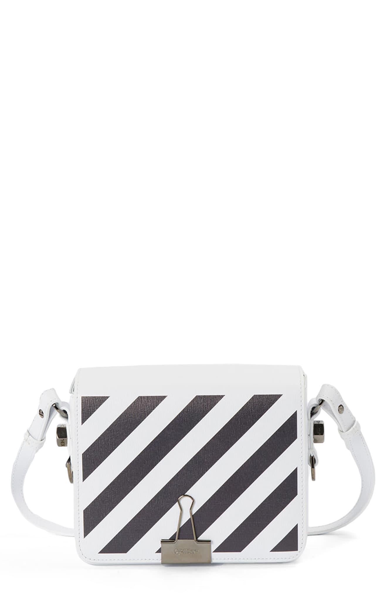 Off-White c/o Virgil Abloh Leather Diagonal Stripe Mini Flap Bag - in Black - Lyst