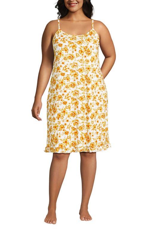 Lands' End Women's Midcalf Supima Cotton Nightgown Print Short Sleeve, L, Cornflower