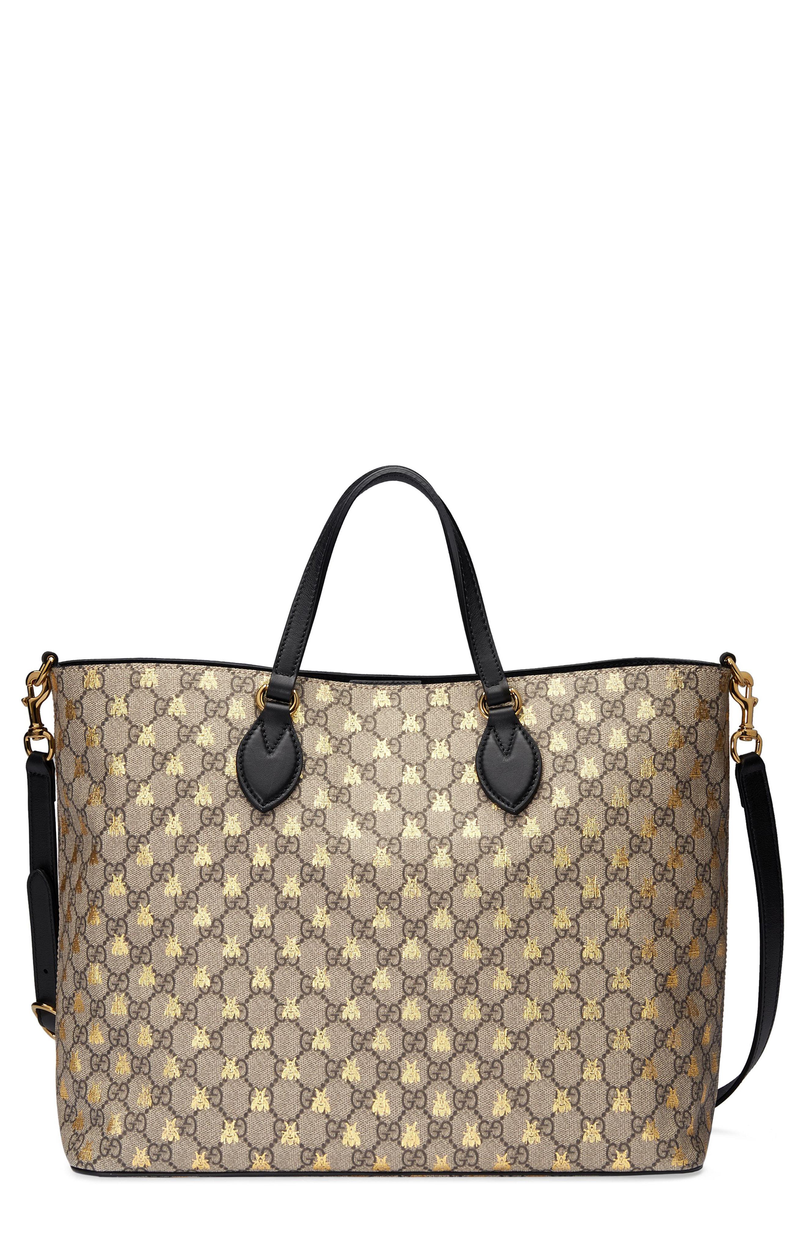 Gucci Bee Gg Supreme Canvas Tote in Natural | Lyst