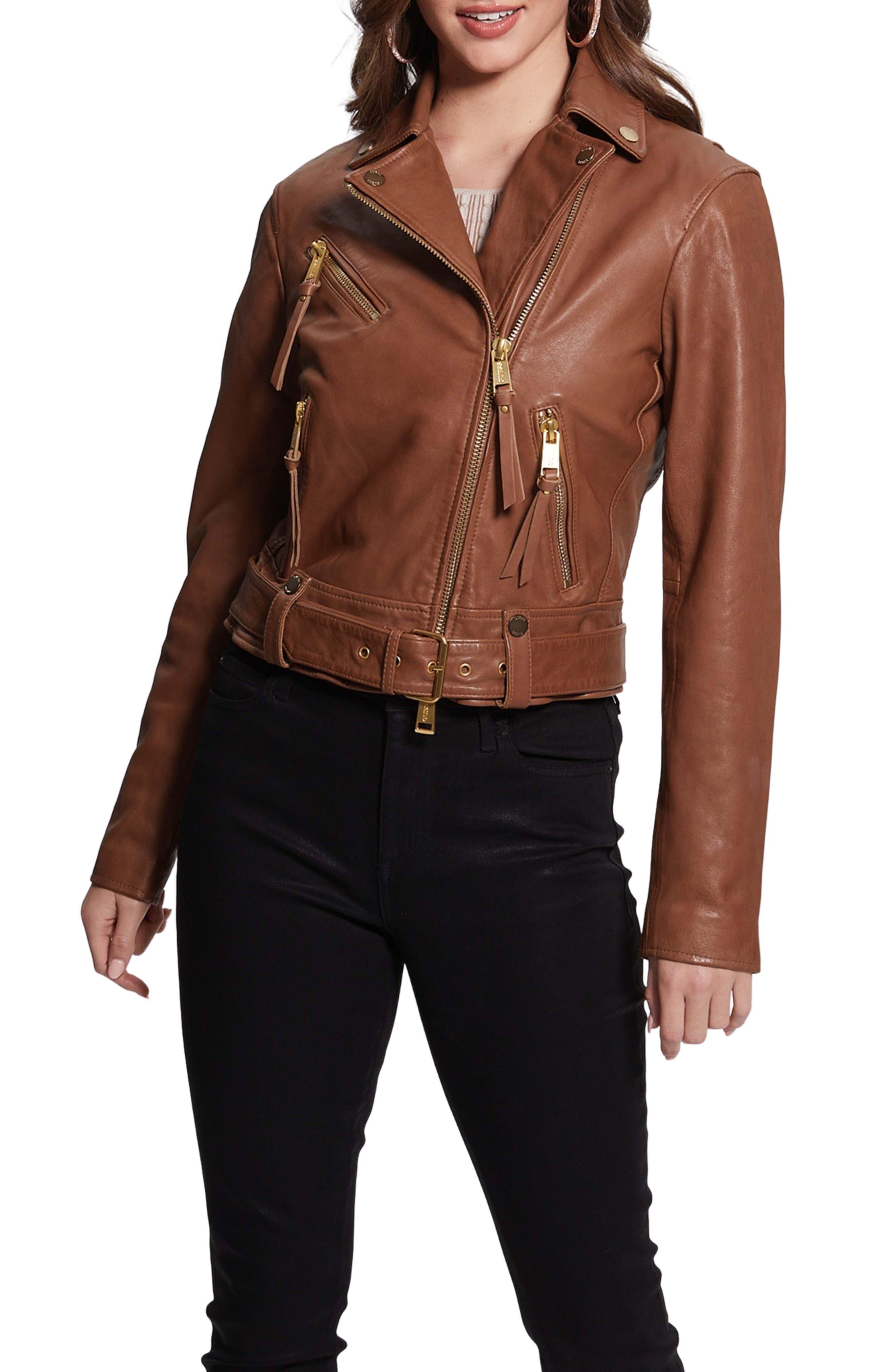 Guess Camille Leather Biker Jacket in Black Lyst