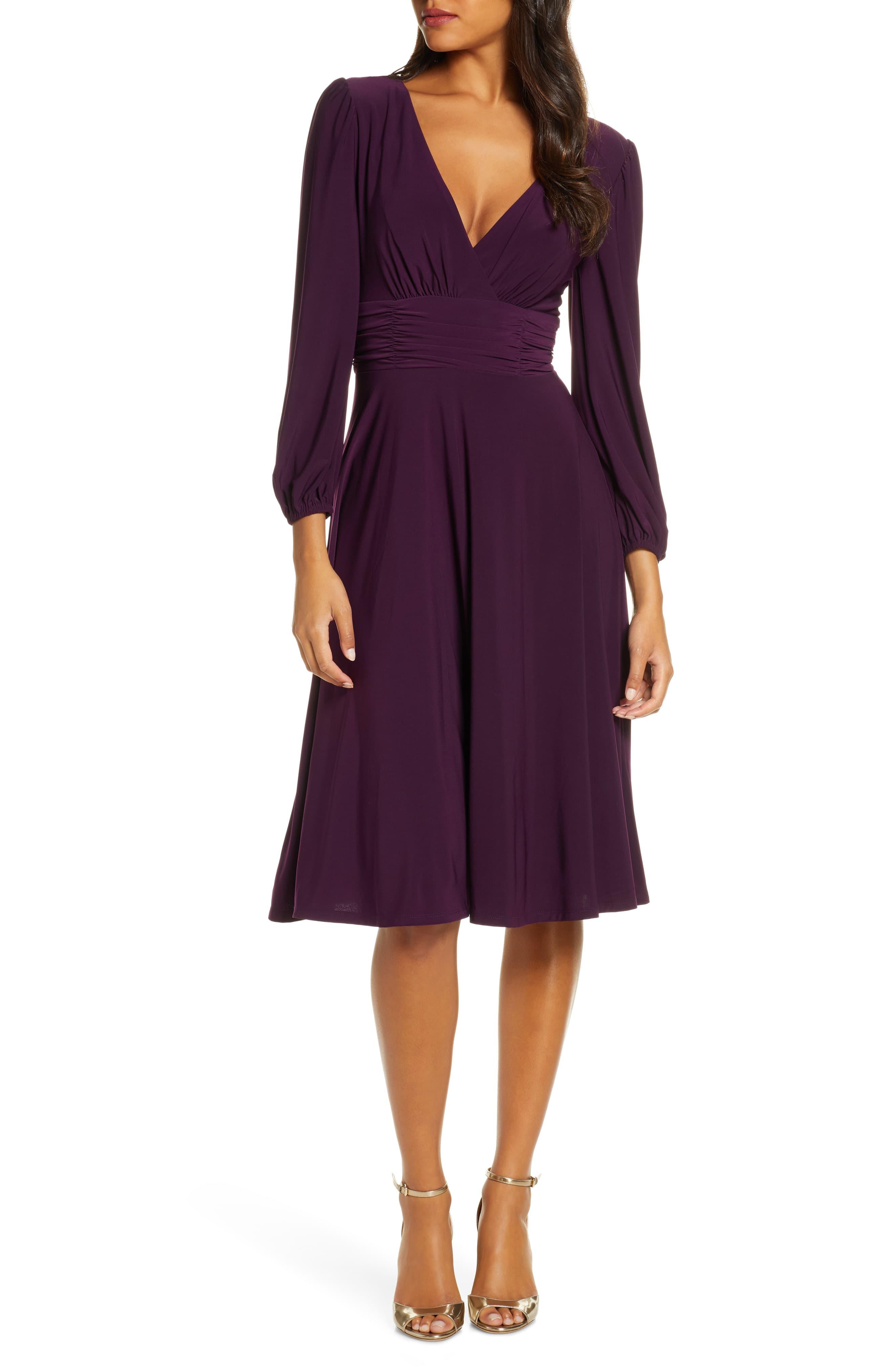 Eliza J Vneck Fit & Flare Dress in Purple Save 35 Lyst