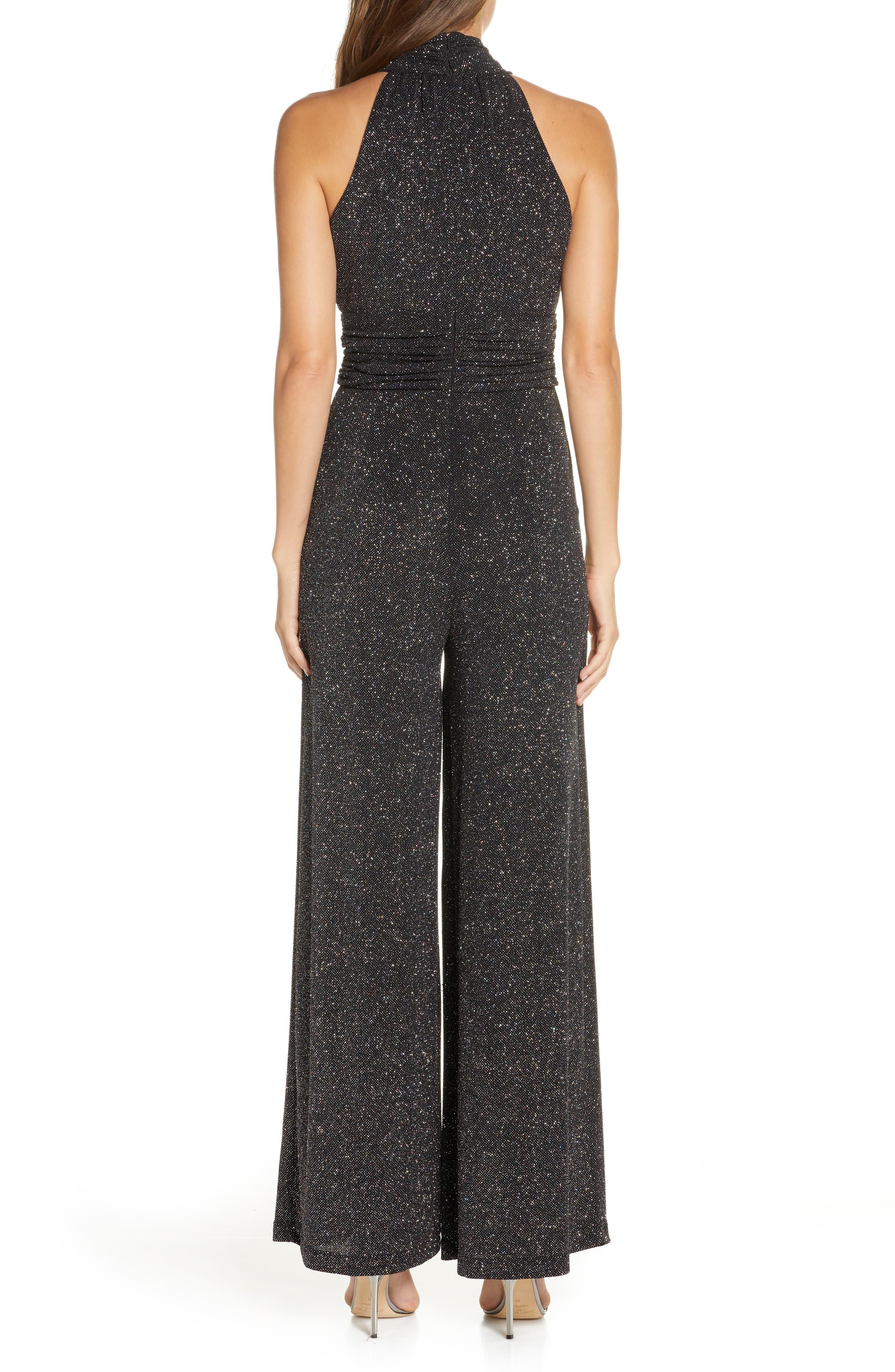 eliza j cross front halter jumpsuit
