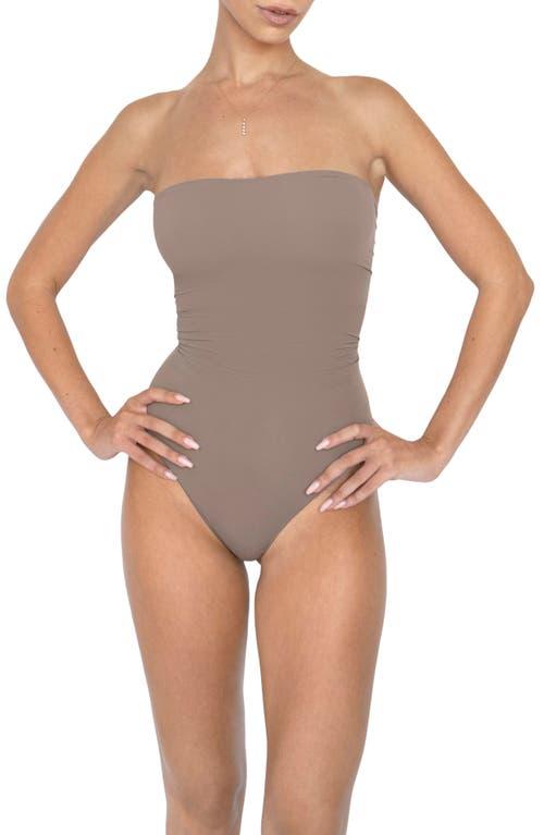 Noody Ultra-Thin Seamless Forming Strapless Bodysuit in Gray Lyst