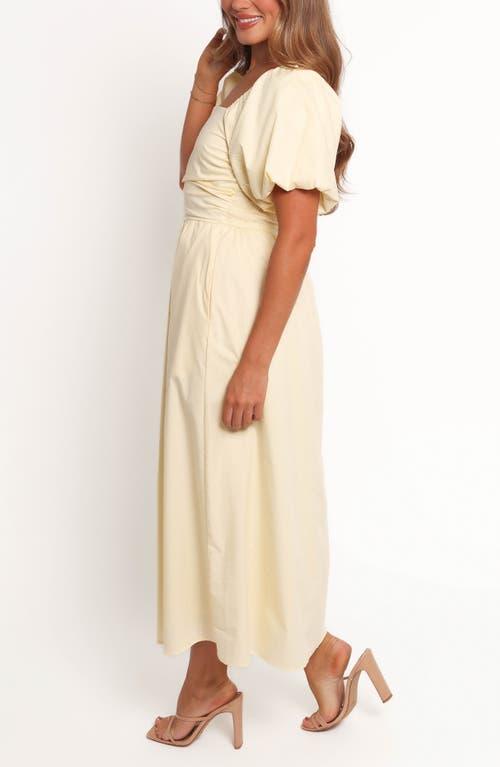 knee length dresses for ladies Clo Puff Sleeve Midi Dress - Blue Stripe