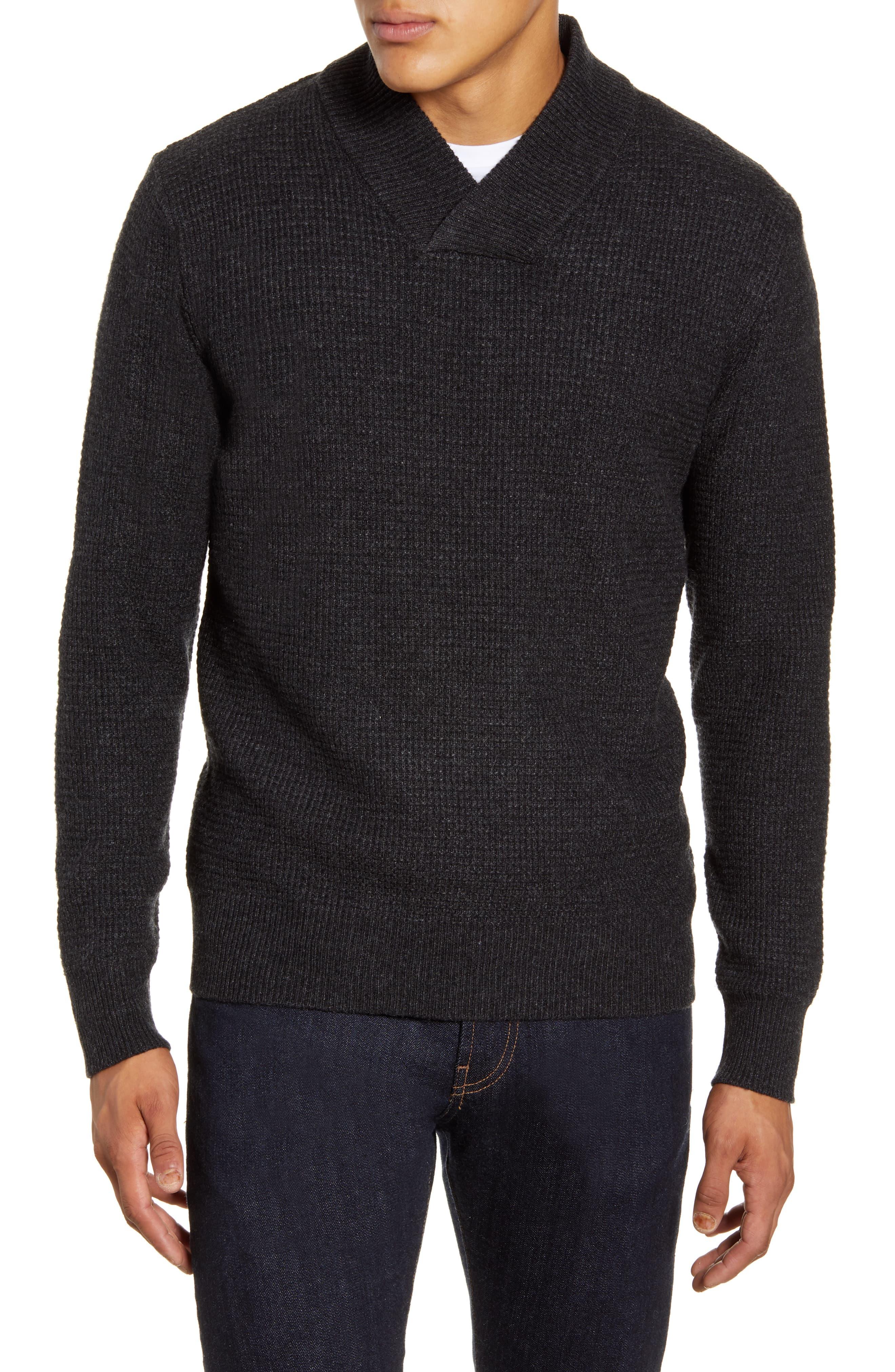 Schott Nyc Waffle Knit Thermal Wool Blend Pullover in Black for Men - Lyst
