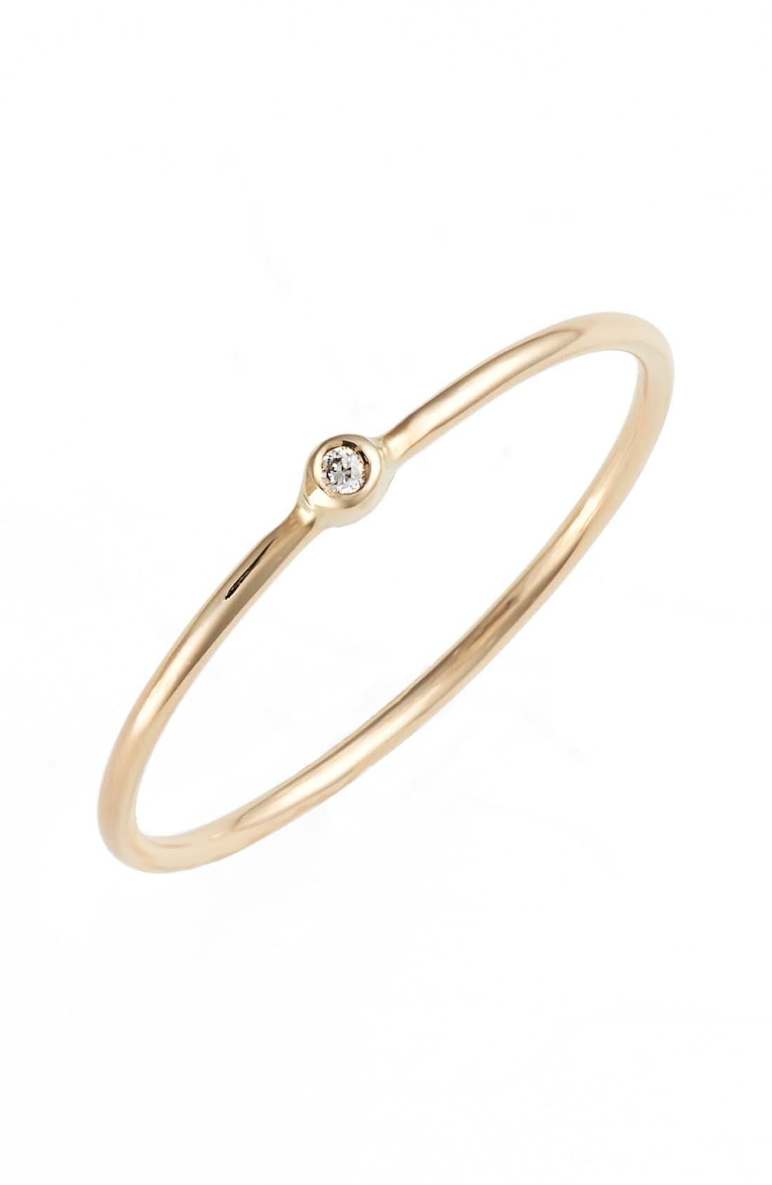 Zoe Chicco 14k Yellow Gold Paris Small Circle Diamond Ring in White ...