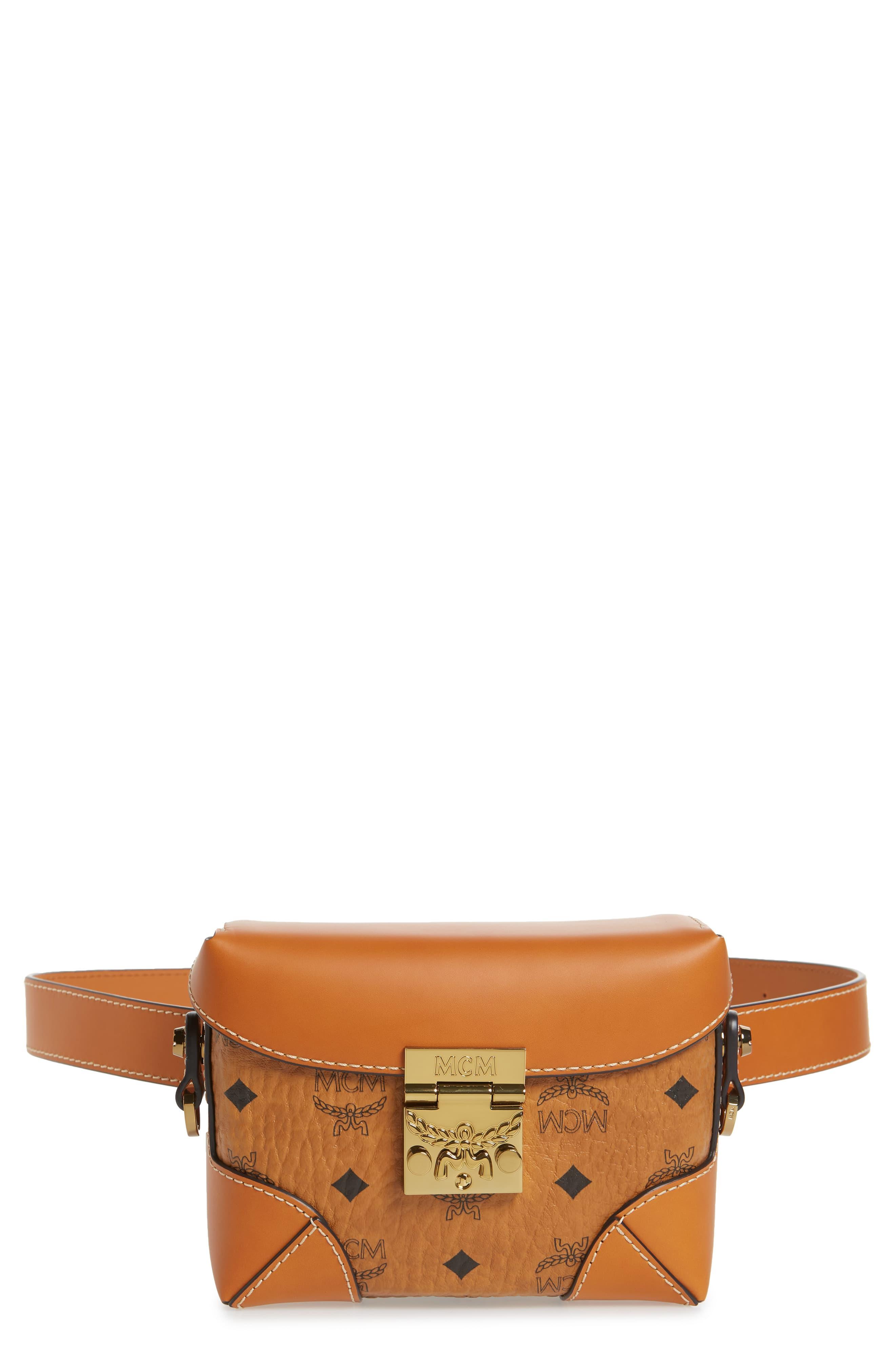 MCM Synthetic Soft Berlin Visetos Belt Bag Small Cognac Lyst