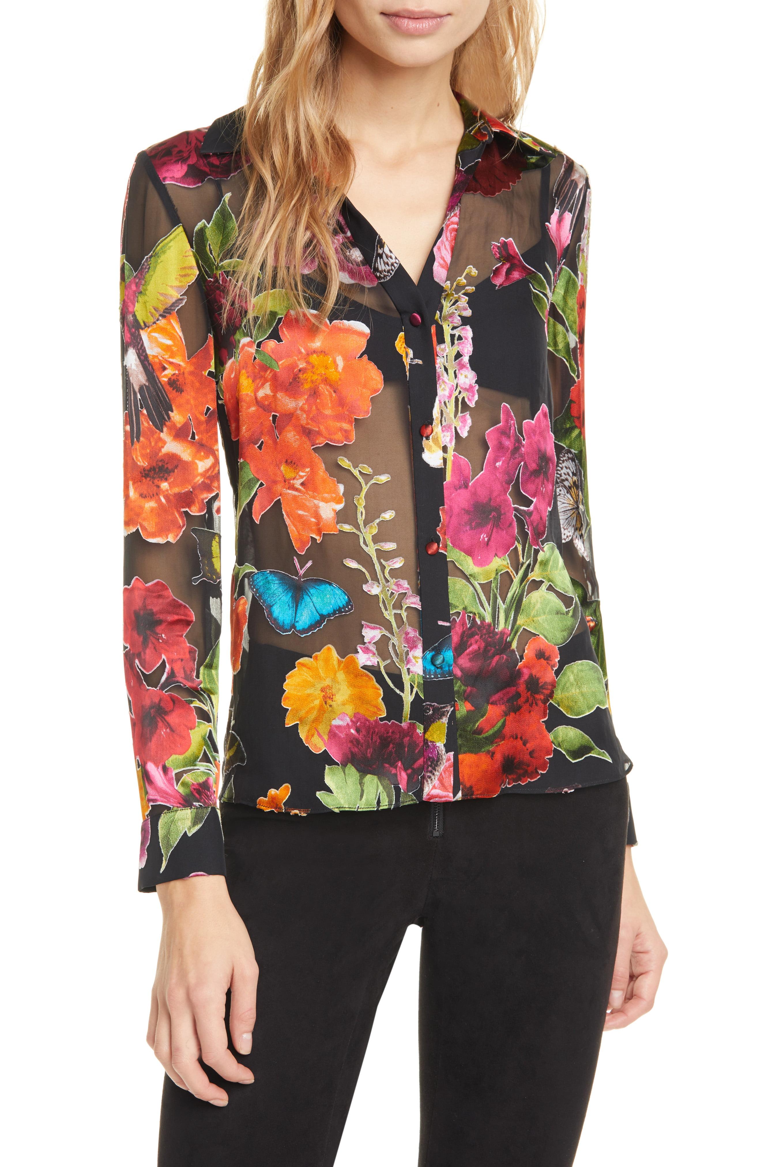 Alice + Olivia Eloise Floral Chiffon-silk Blouse | Lyst