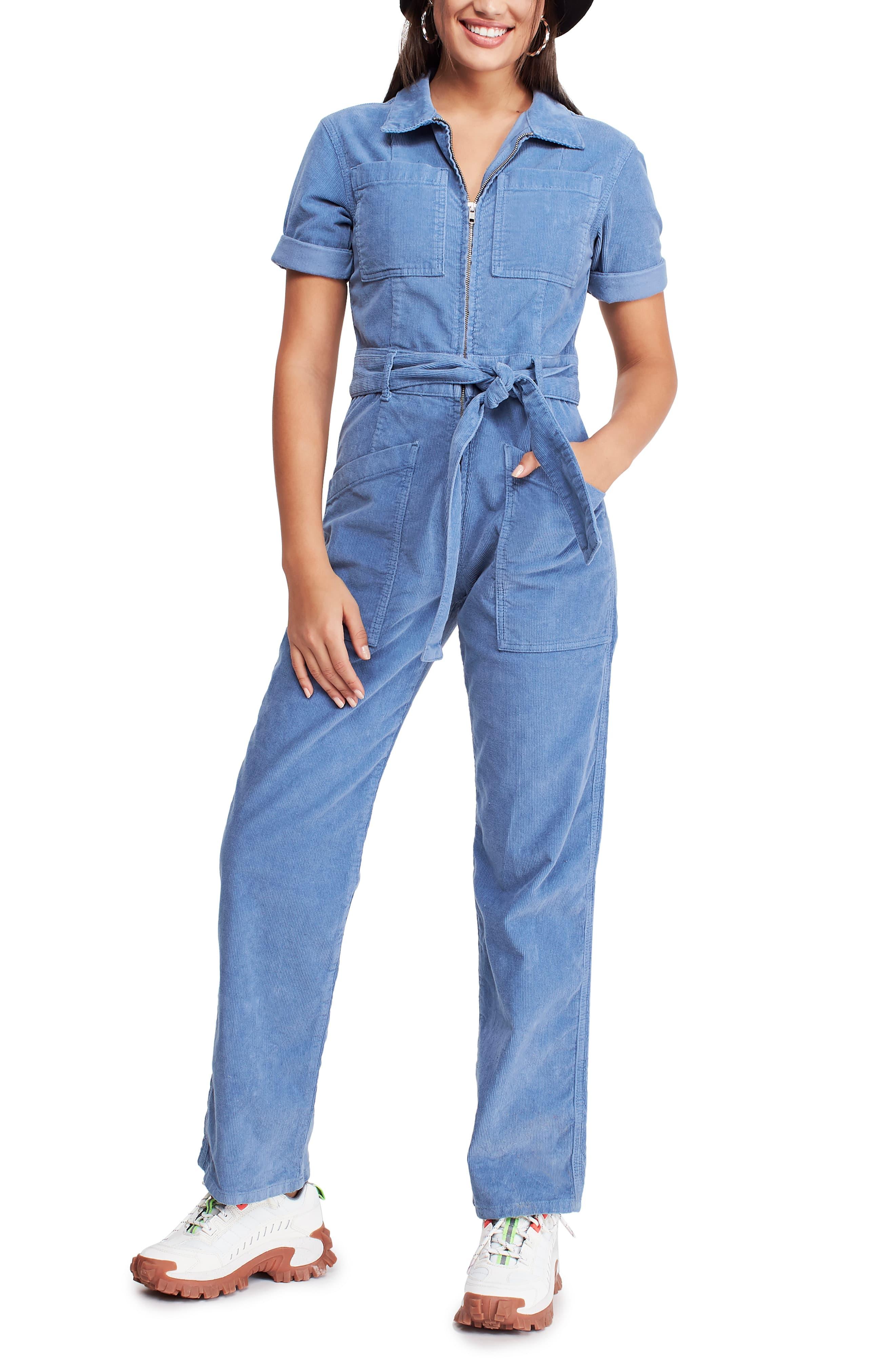 BDG Urban Outfitters Belted Corduroy Jumpsuit in Blue | Lyst