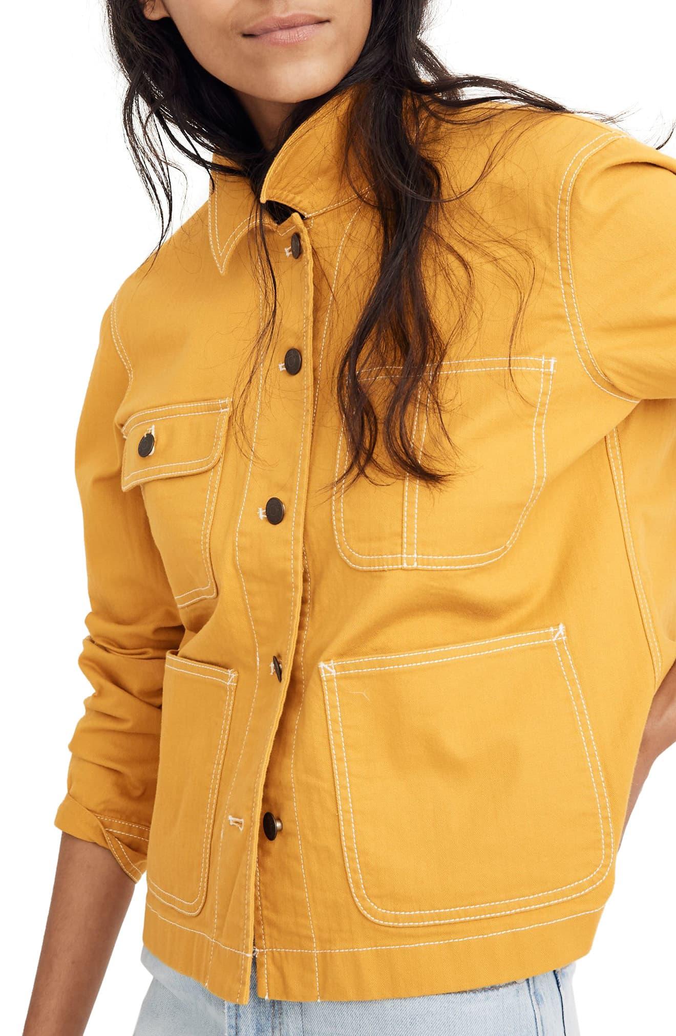 Madewell Cotton Crop Chore Jacket in Yellow Lyst