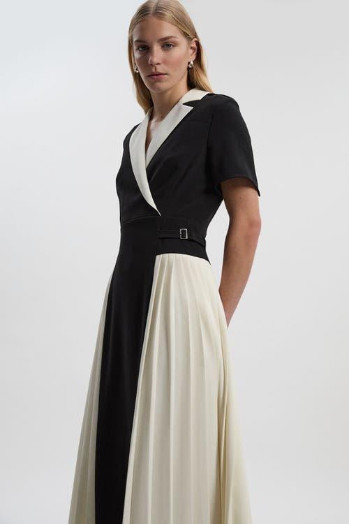 soft tailored pleat panel midi shirt dress Ivory KarenMillen Soft Tailored Pleat Panel Midi Shirt Dress