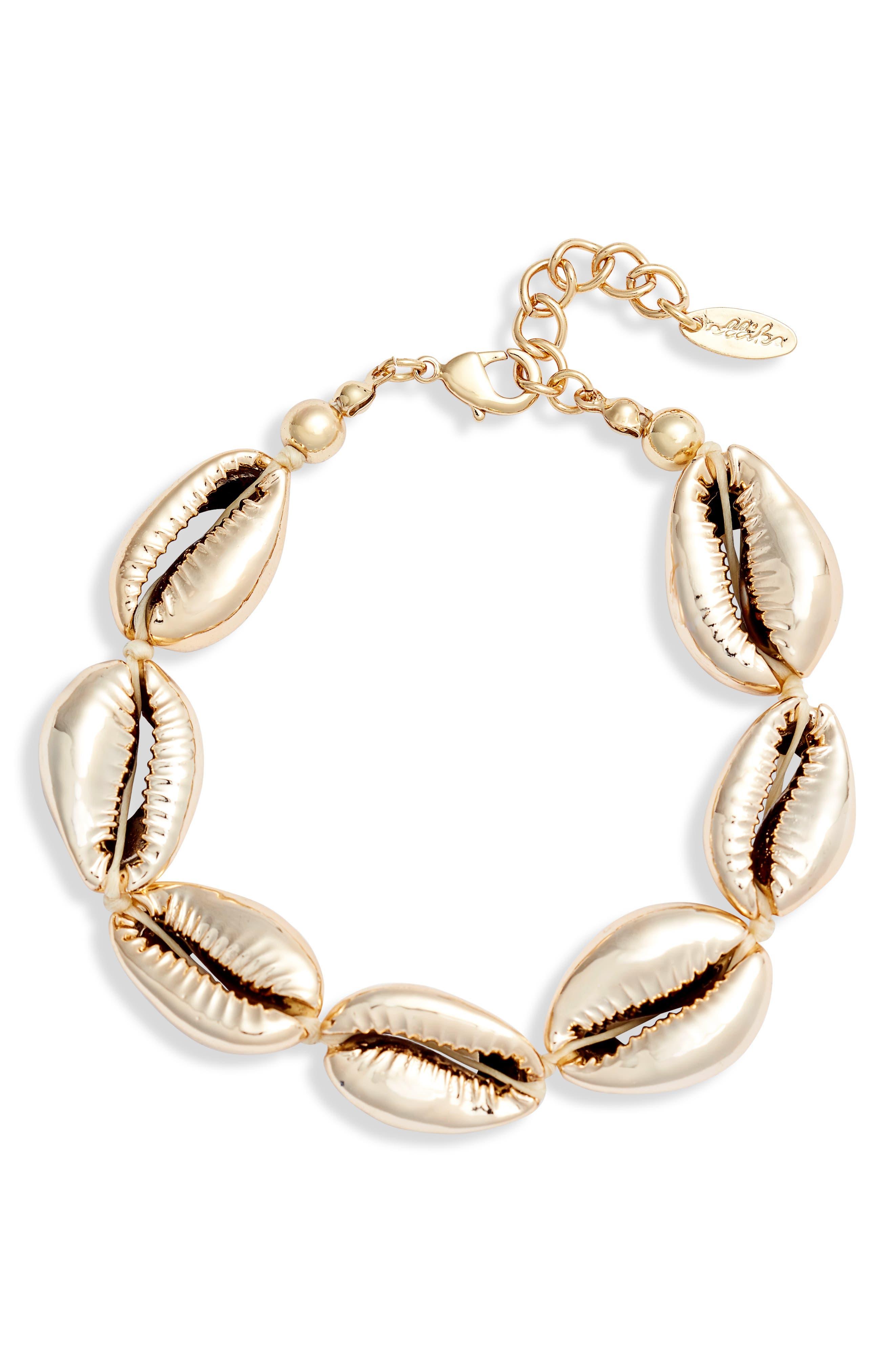 Gold Cowrie Shell Bracelet With Hand Painted Enameled Shells - Etsy |  Jewelry accessories ideas, Diy earrings polymer clay, Shell bracelet