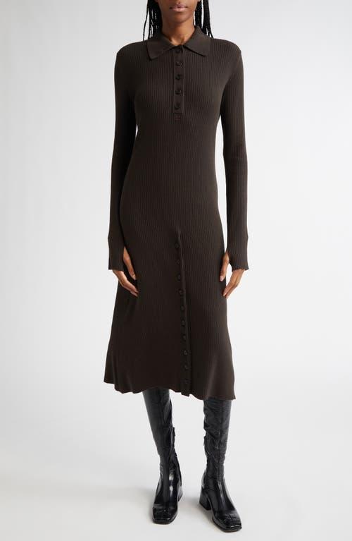 Courreges Long Sleeve Cotton Merino Wool Rib Sweater Dress in